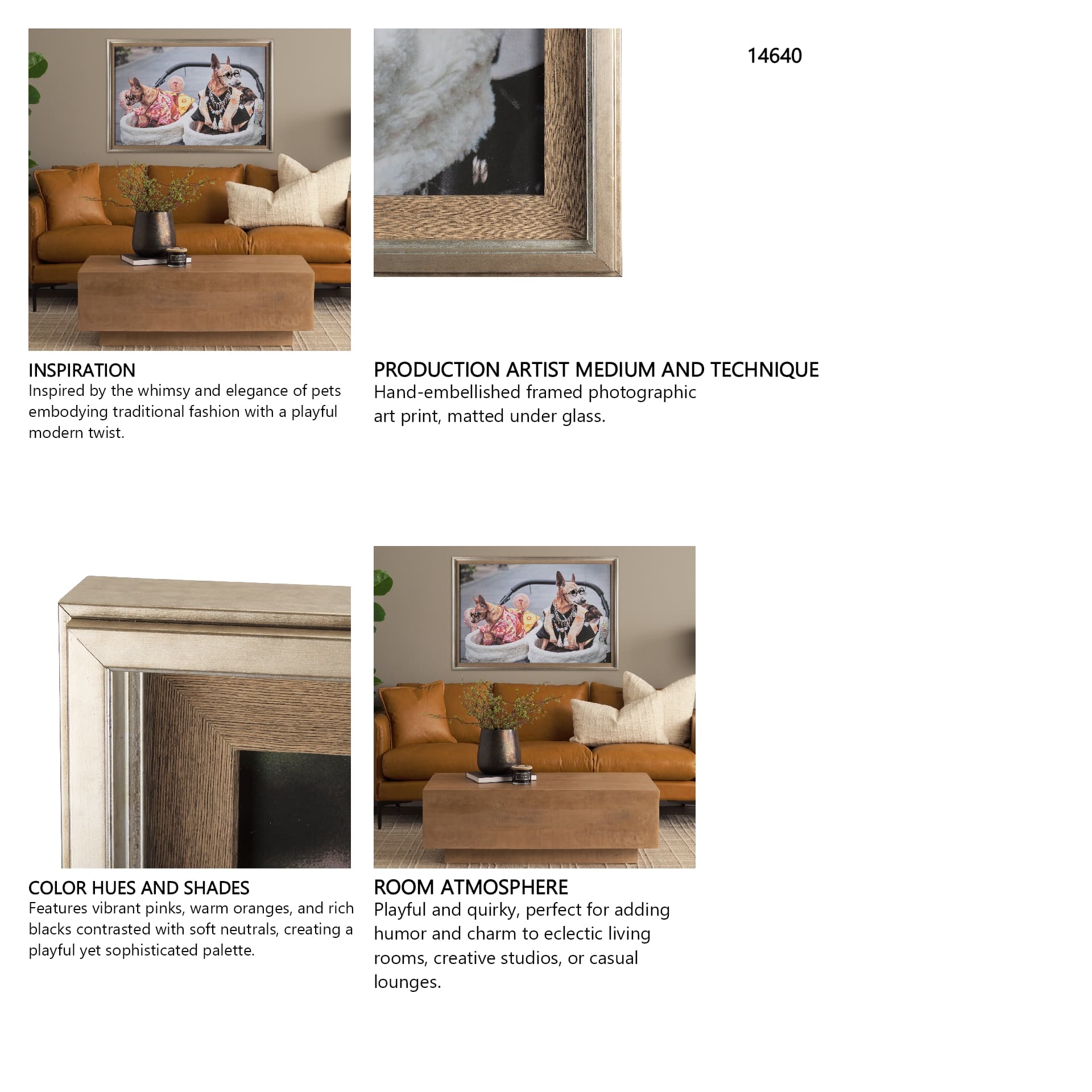Clever Canines by Mercana Studio a Hand Embellished Textured Framed Photo Art Print Matted under Gla — in a styled room