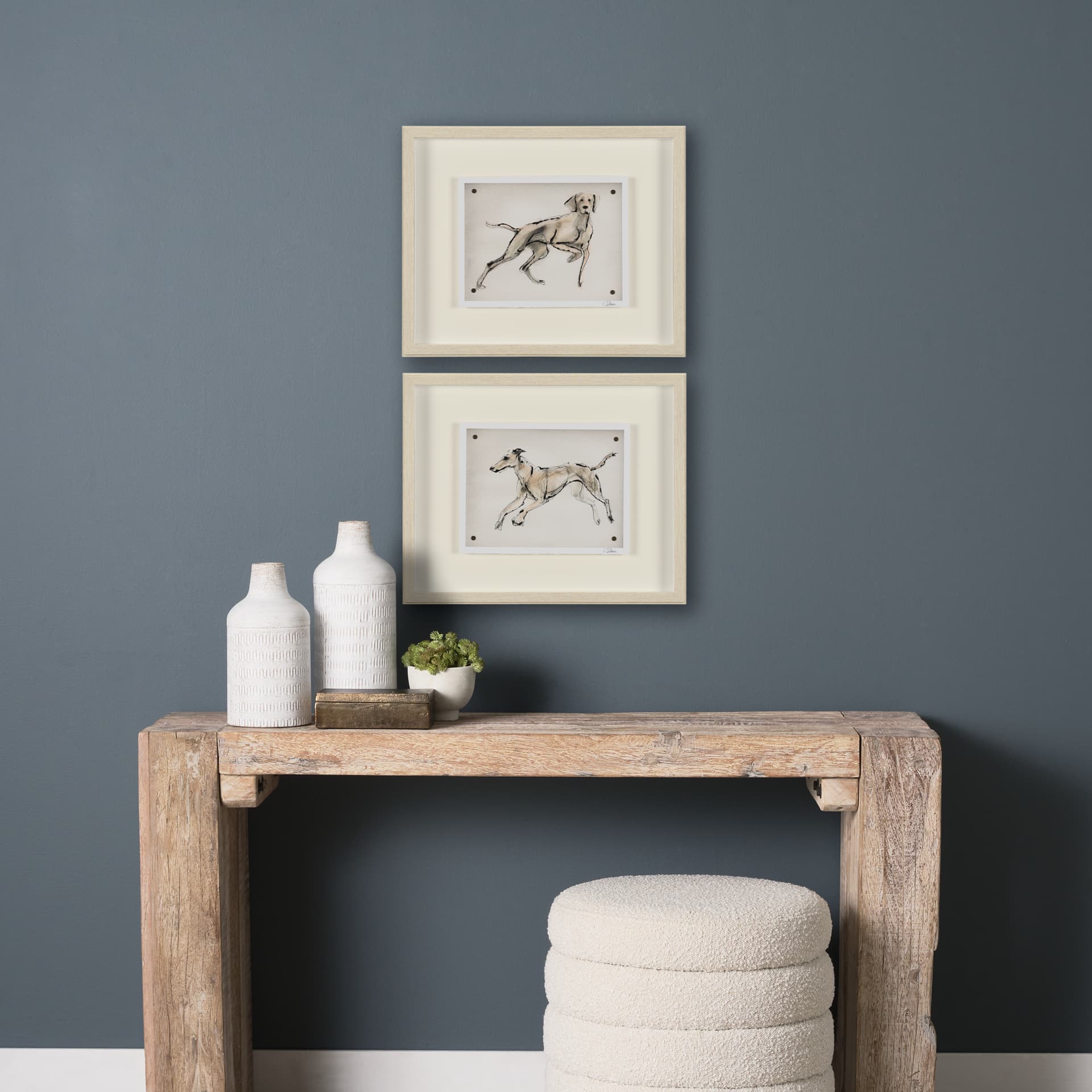 Playful Pup VI by Mercana Studio Hand Embelished Framed Artwork Matted under Glass — in a styled room