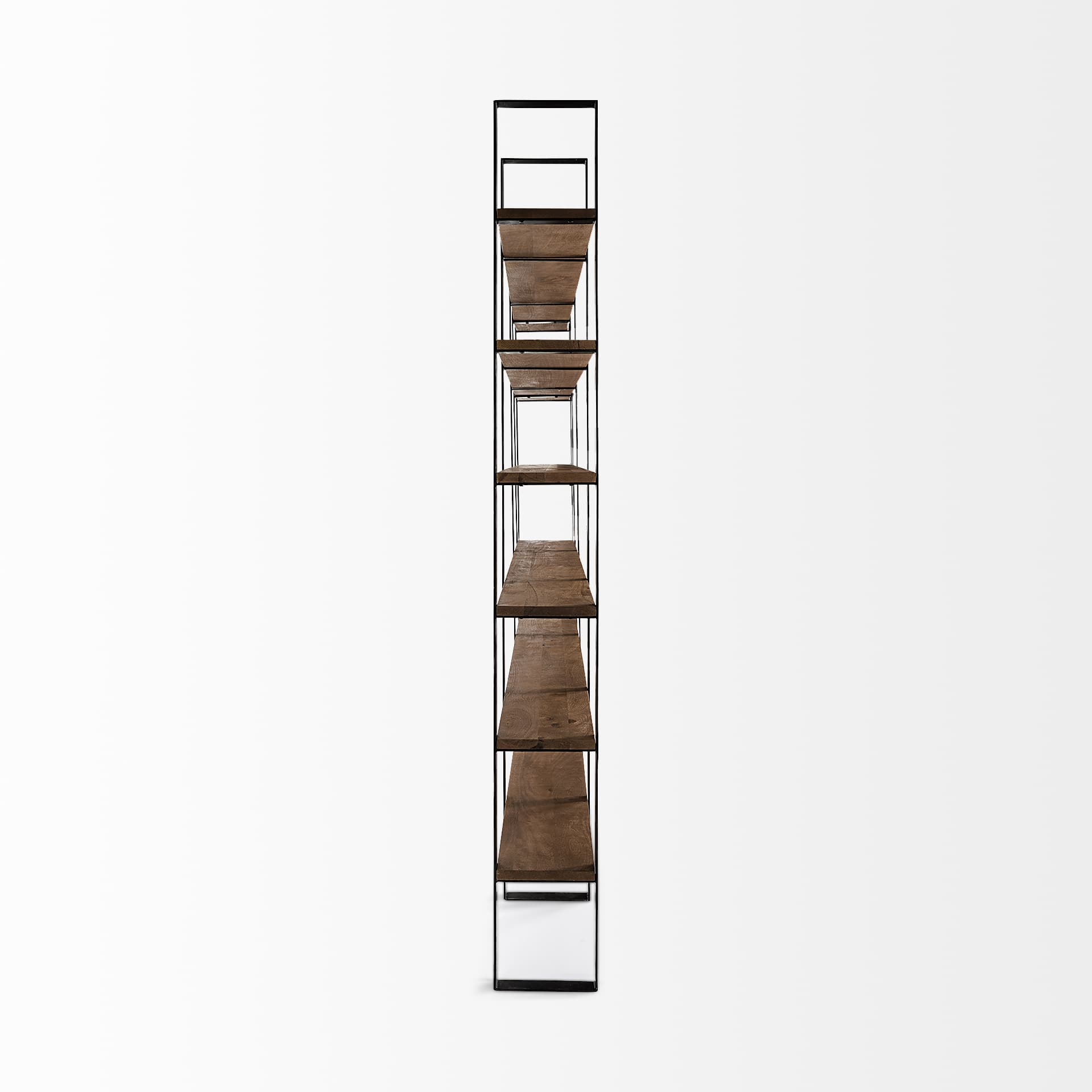 Taunton II 80L x 10.5W x 90H Dark Brown Wood And Black Iron Six Shelving Unit — product photograph