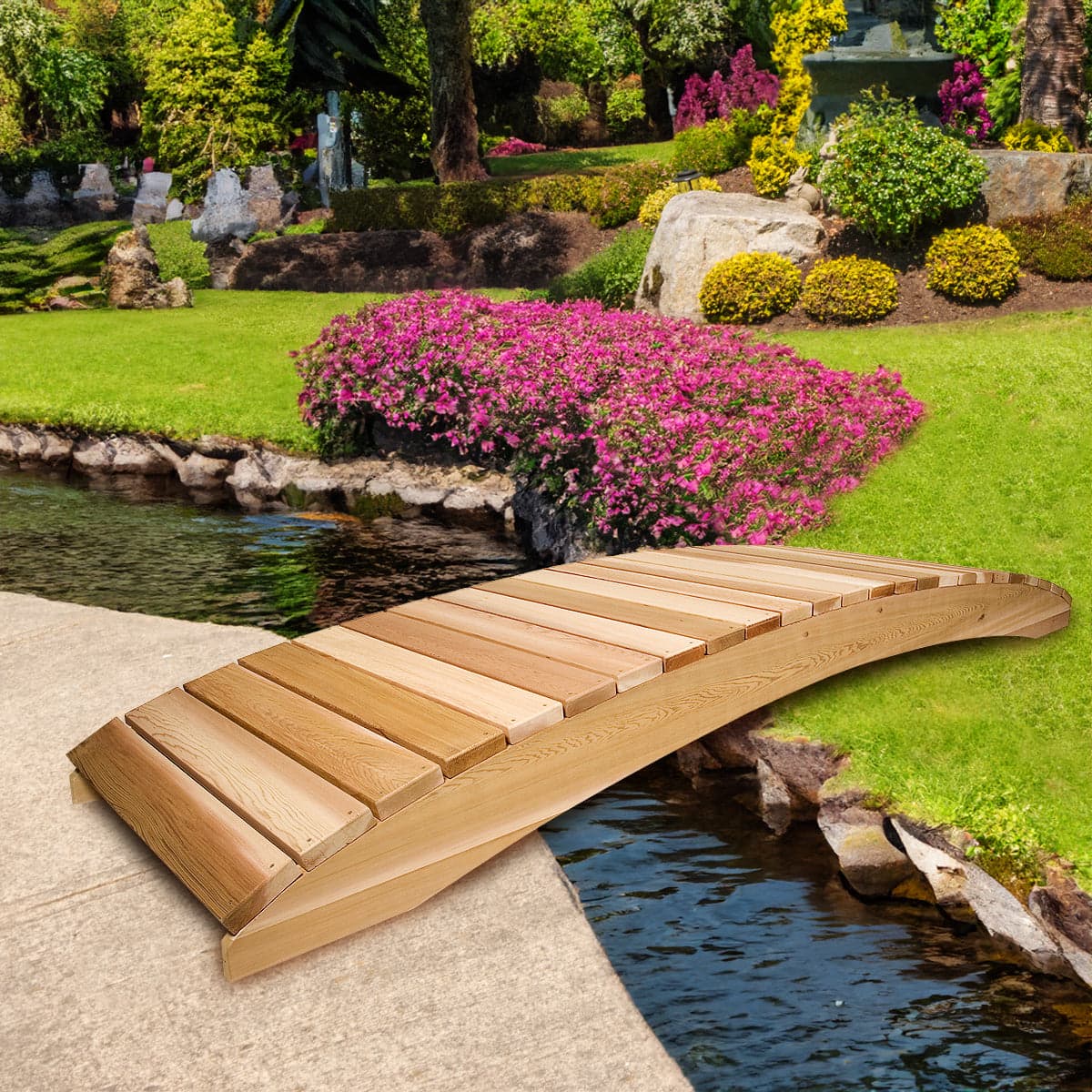 12-Ft Cedar Garden Bridge — product photograph