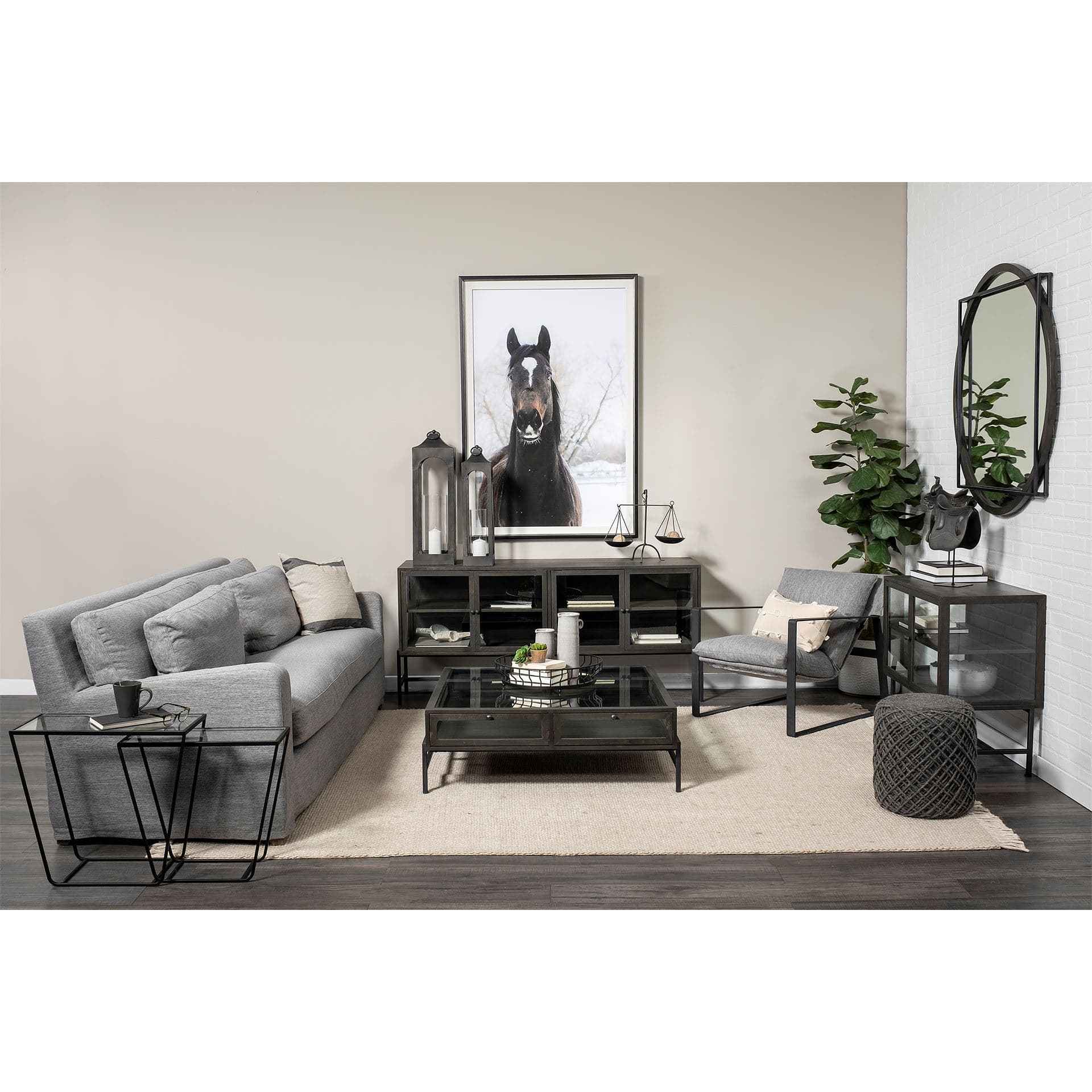 Guilia Castlerock Gray With Metal Frame Sling Accent Chair — product photograph