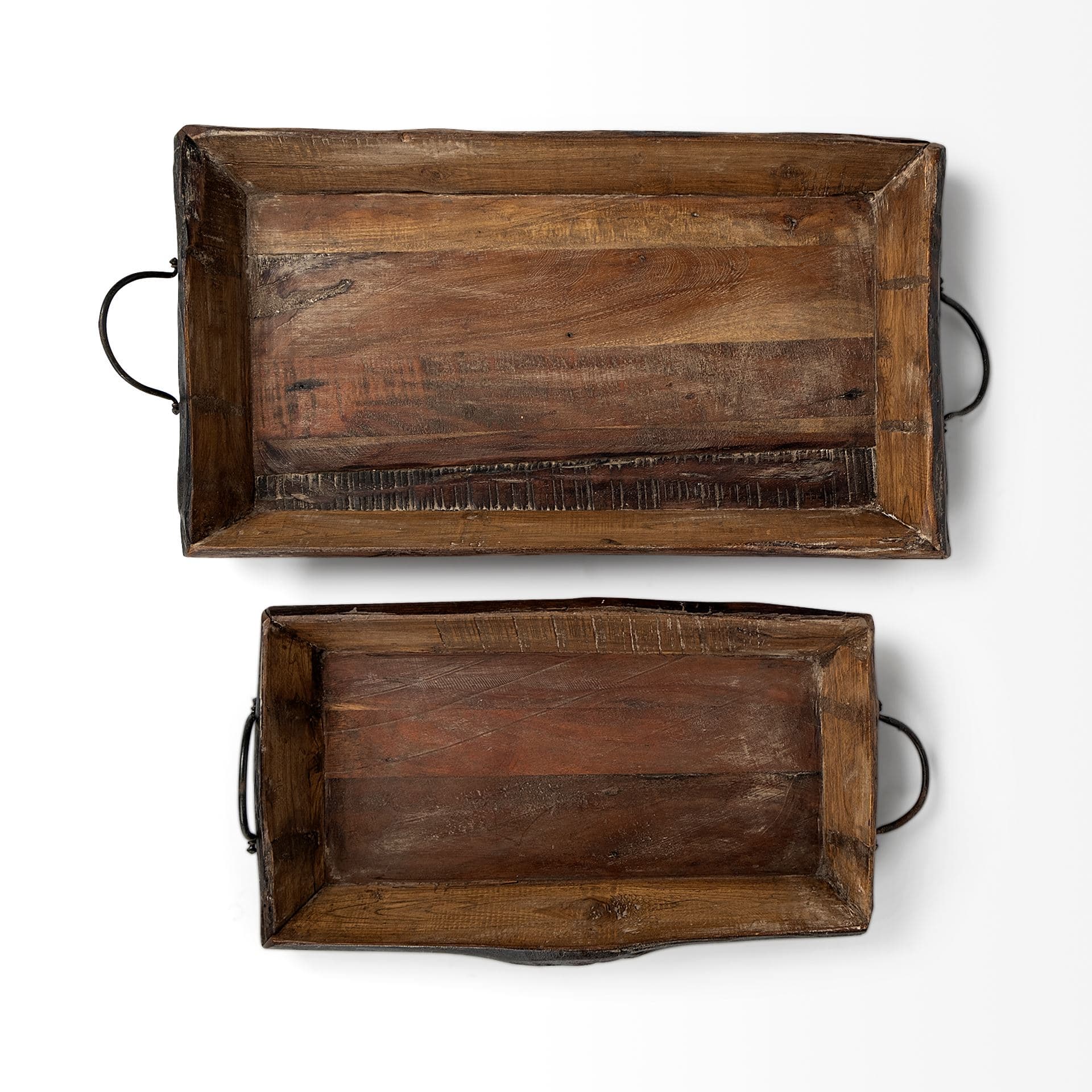 Durone (Set of 2) Brown Wooden Live Edge Serving Trays — product photograph