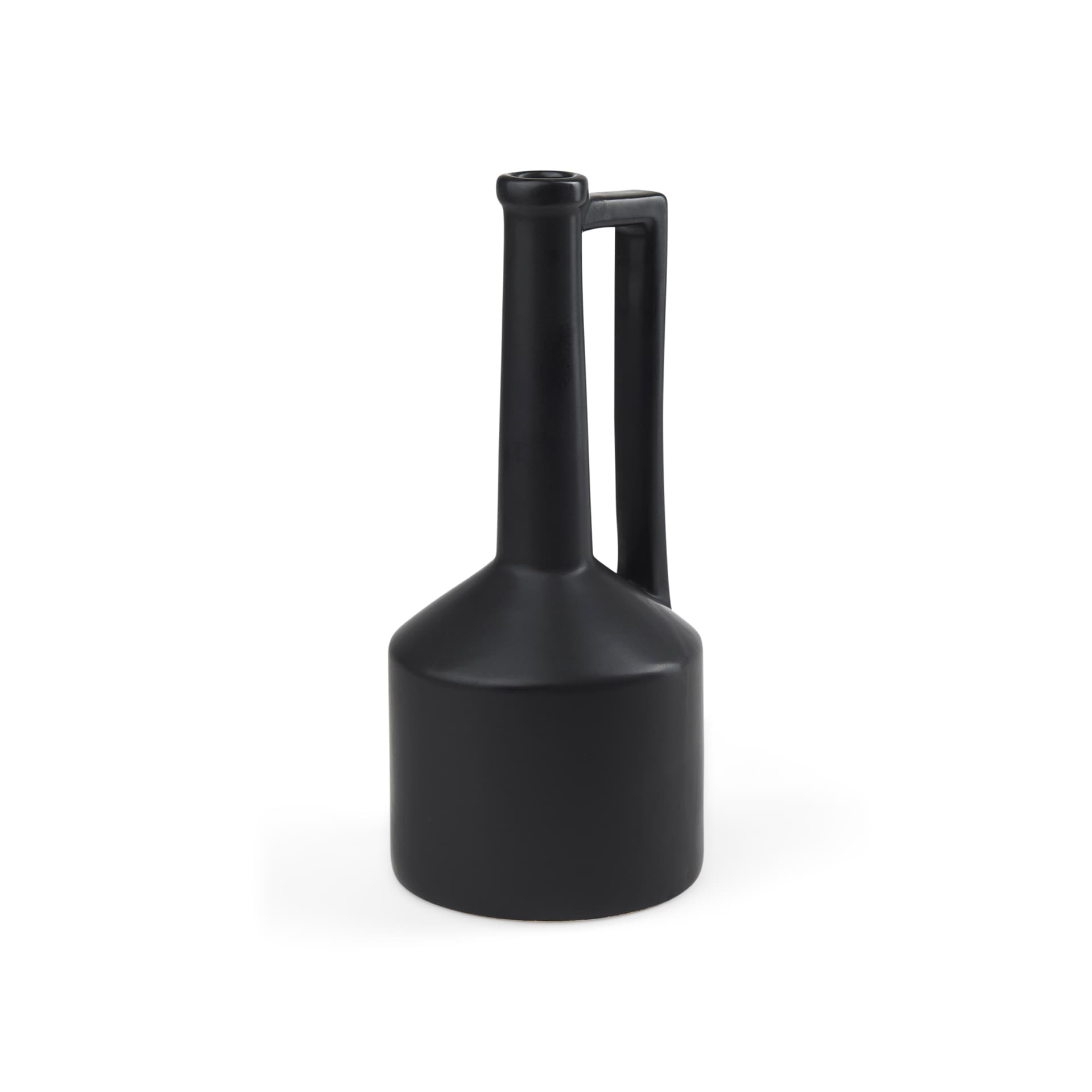Burton 14.2H Medium Matte Black Ceramic Jug Vase — product photograph