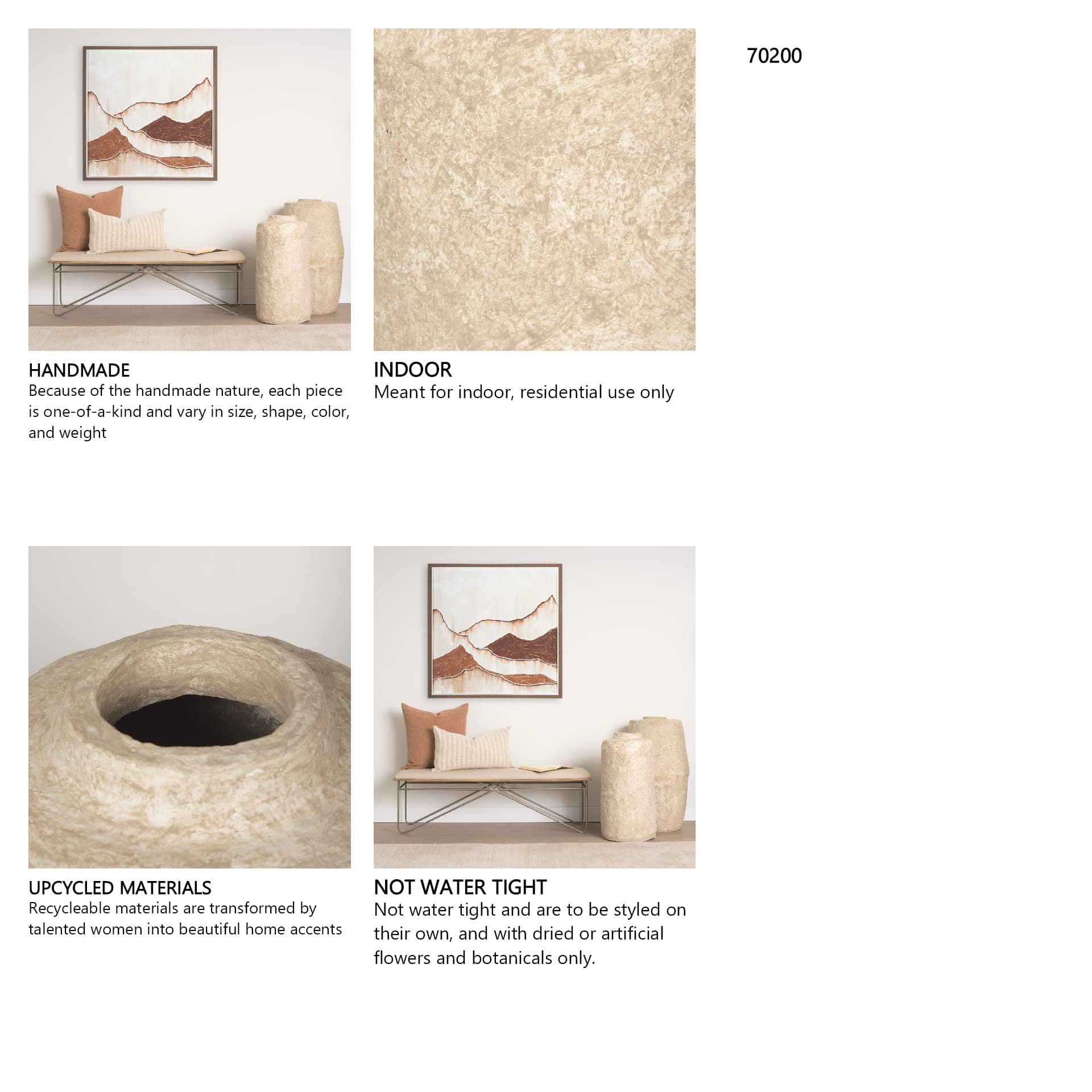 Rama Small Beige Paper Mache Floor Vase — in a styled room