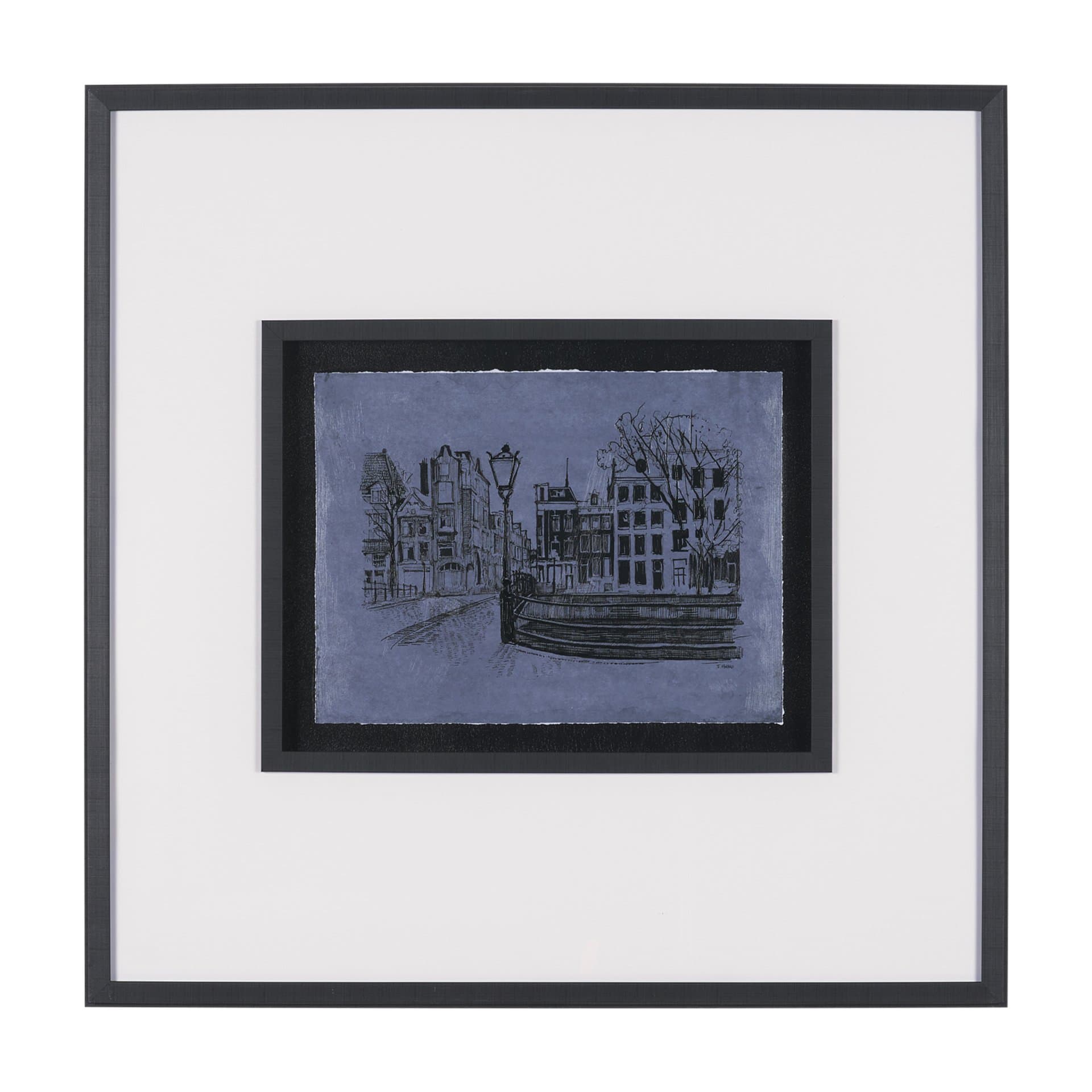 City of Canals II by Mercana Studio Hand Embelished Textured Framed Artwork Matted under Glass — product photograph