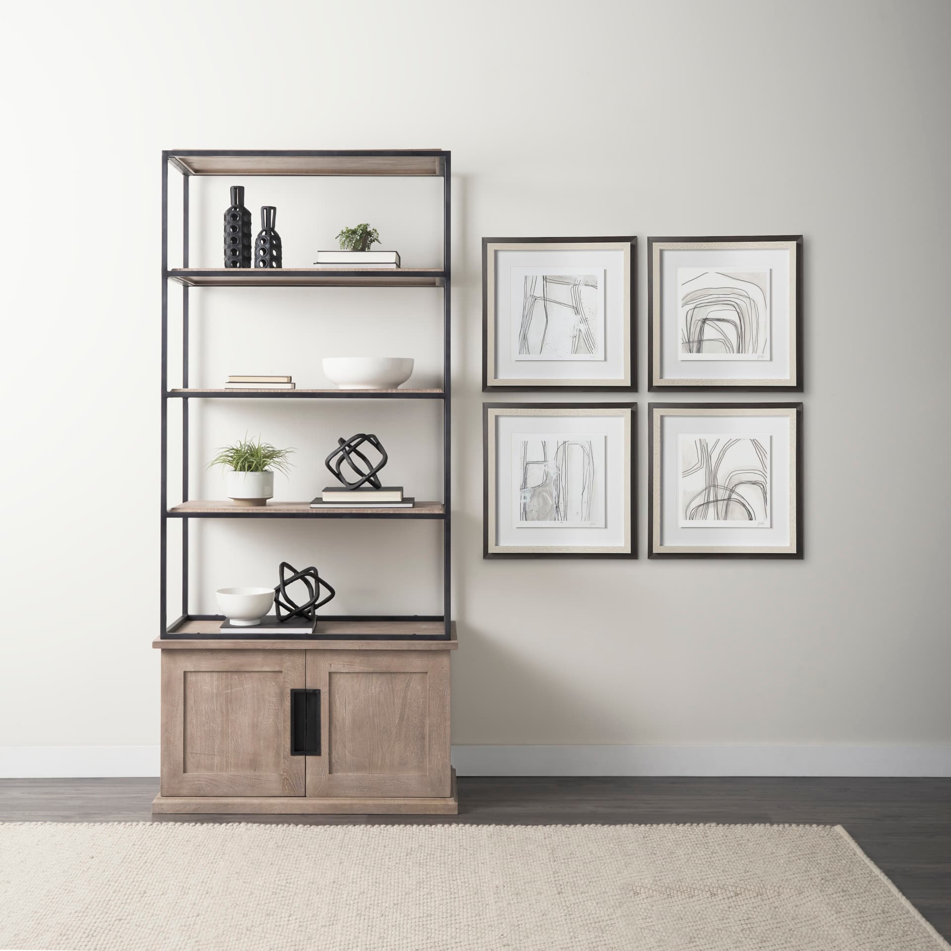 Custom Abstract Logic III by June Vess a Framed Art Print Matted under Glass — in a styled room