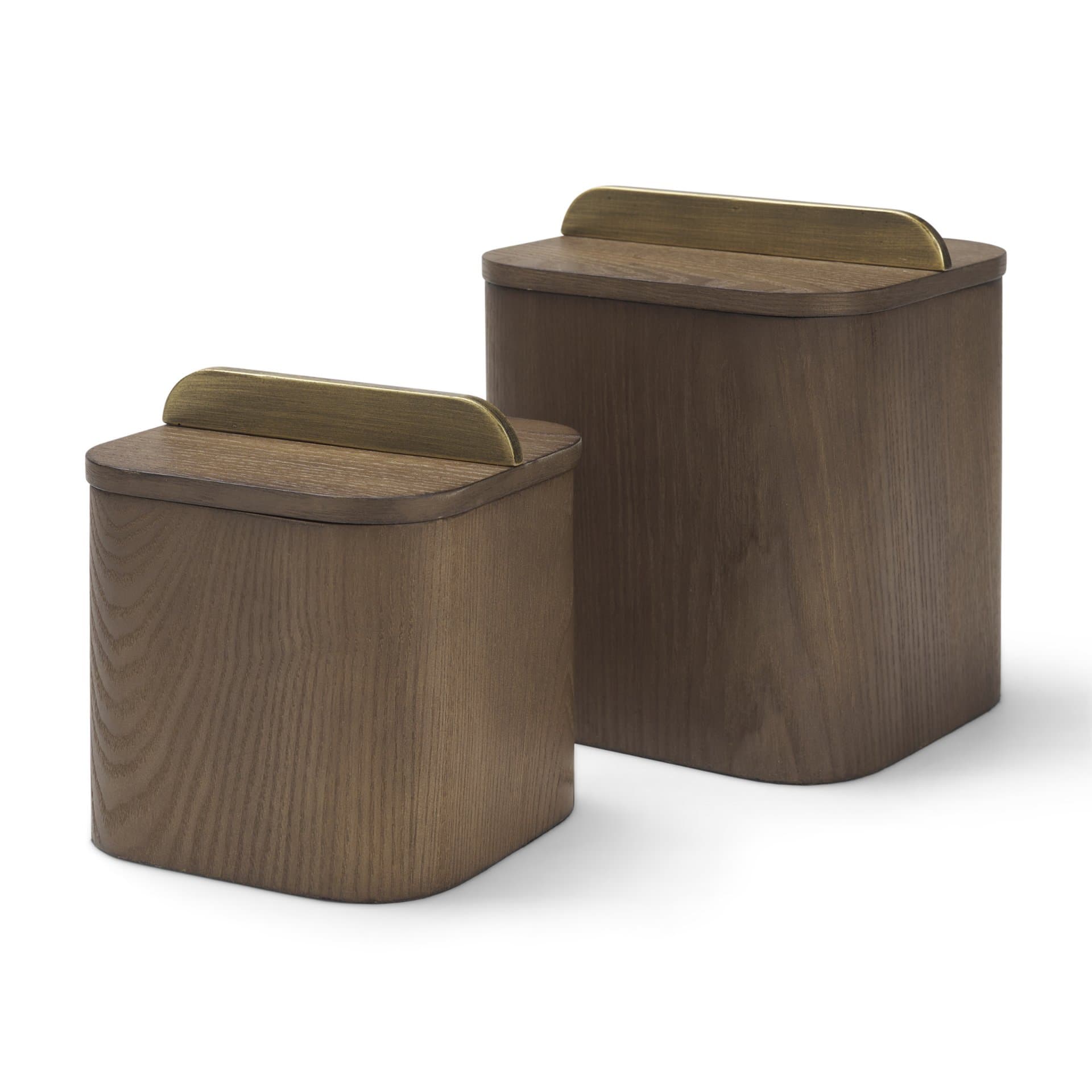 Benton Brown Wood w/ Brass Handle Decorative Box Set — product photograph