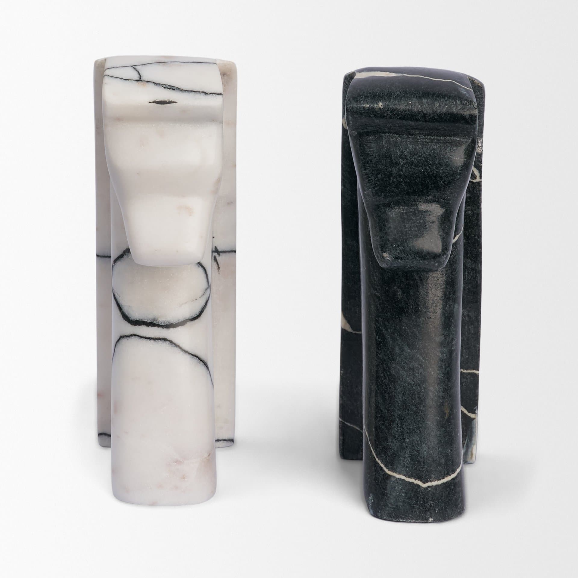 Cavalli Black and White Marble Horse Bookends — product photograph