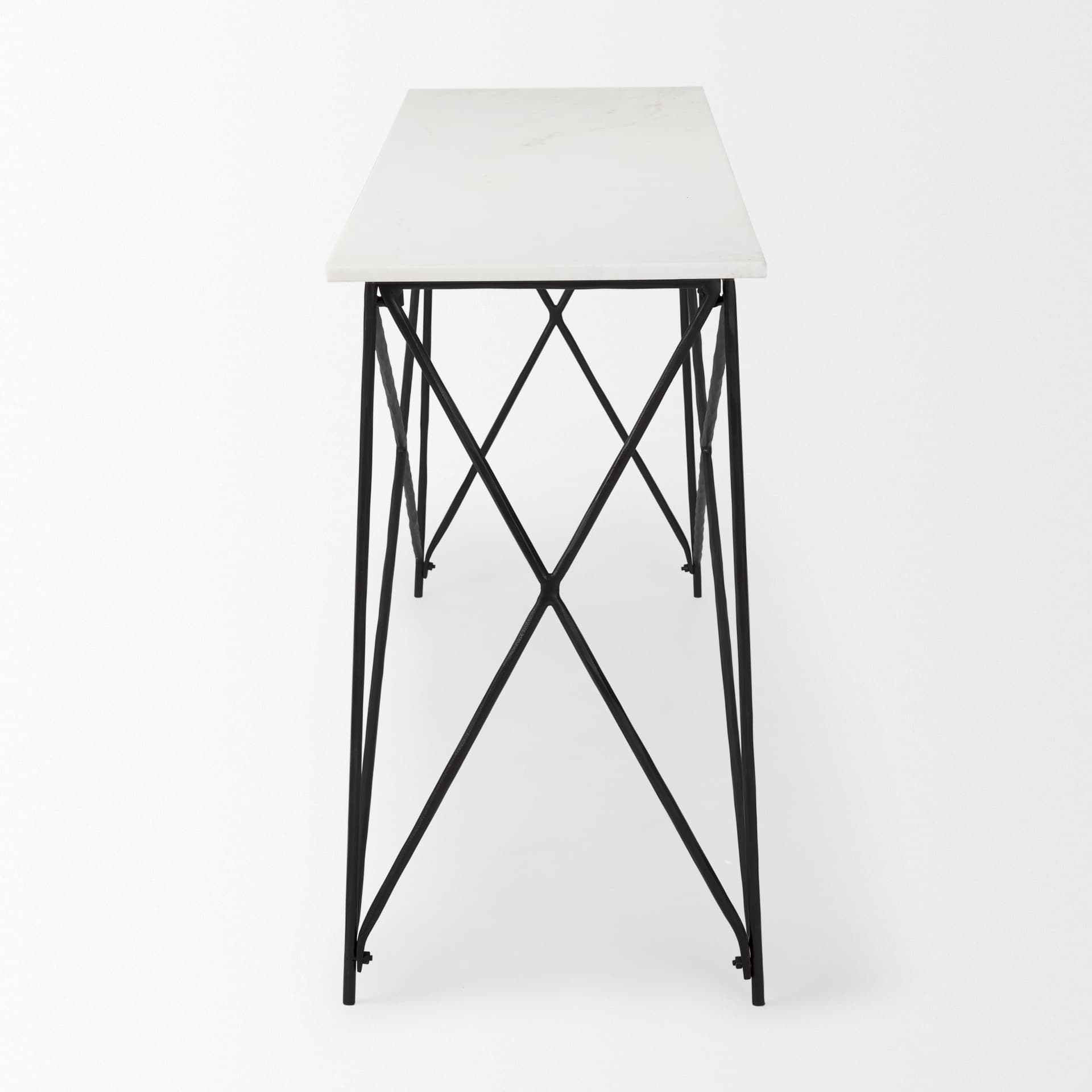 Lorlei Marble Top w/ Gray Iron Base Console Table — product photograph
