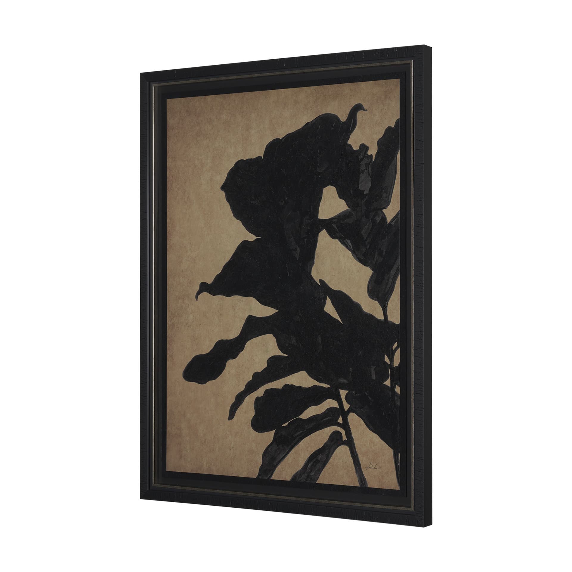 Ficus Silhouette I by Mercana Studio a Hand Embellished Framed Art Print Matted under Glass — product photograph