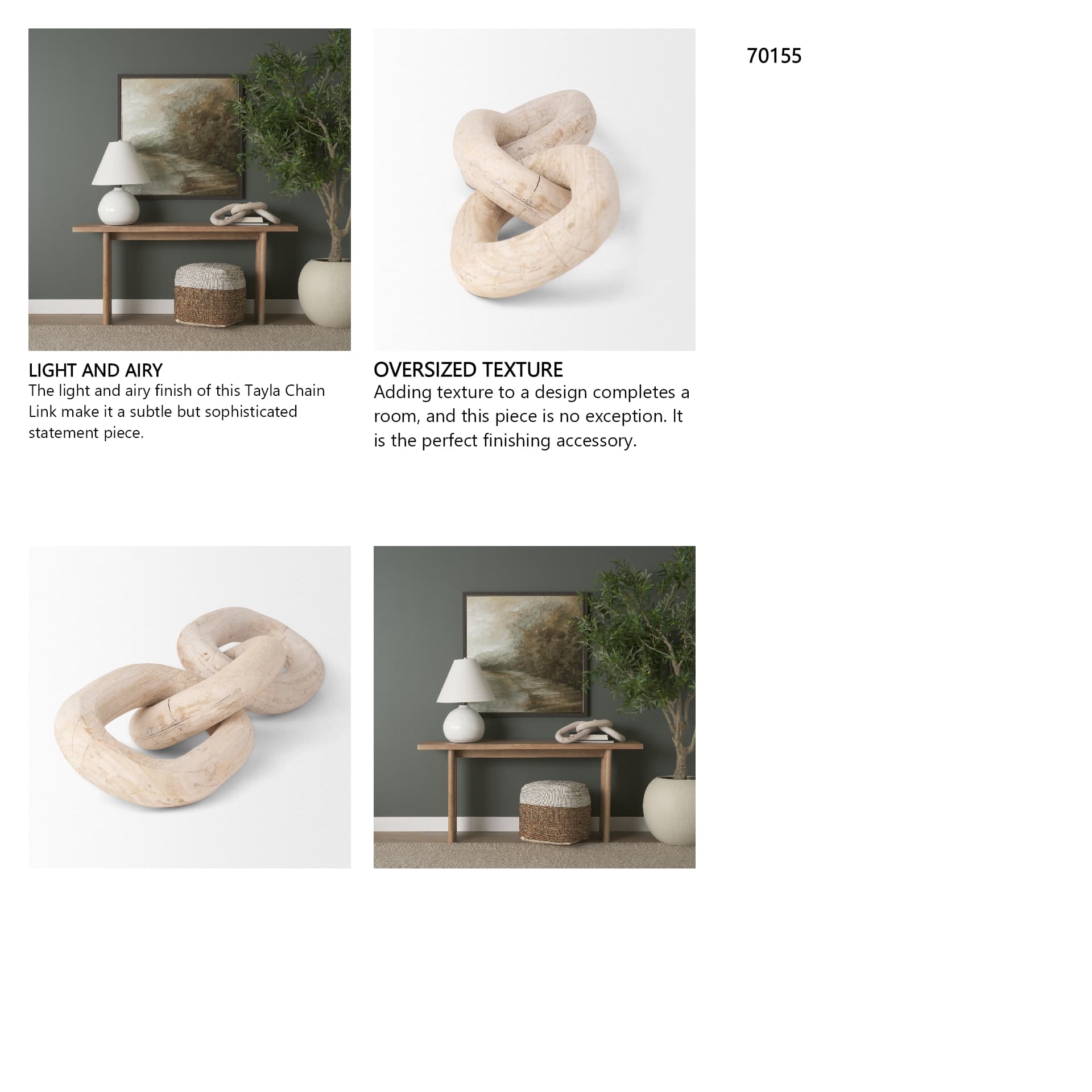 Tayla Large Blonde Wood Chain Link — in a styled room