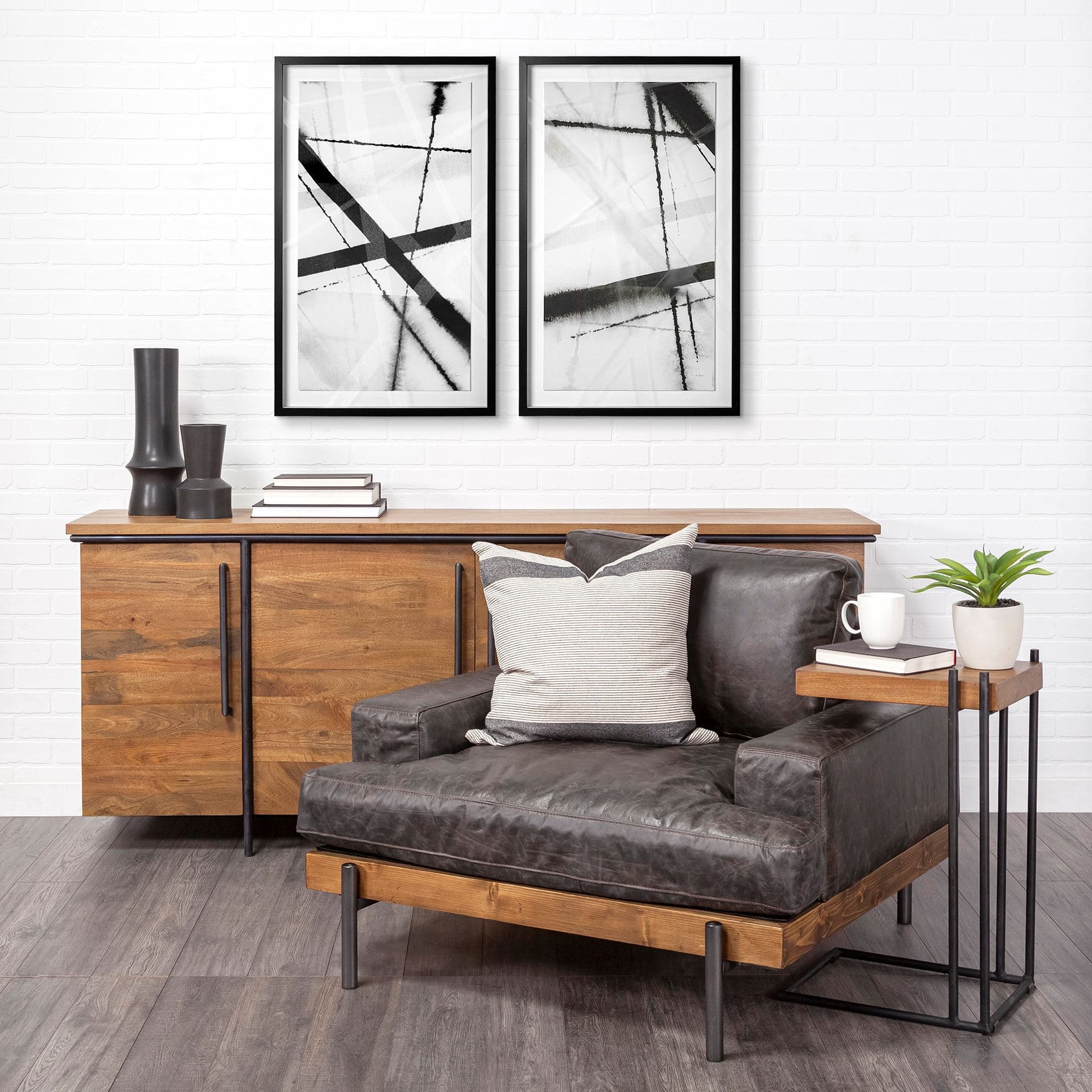 Clouding Mirror I by Panpan Zhang a Framed Art Print Matted under Glass — in a styled room