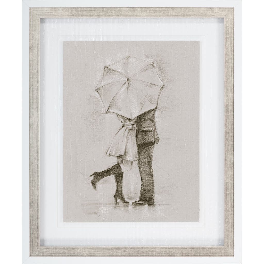 Rainy Day Rendezvous by Mercana Studio Hand Embelished Textured Framed Art Print Matted under Glass — product photograph