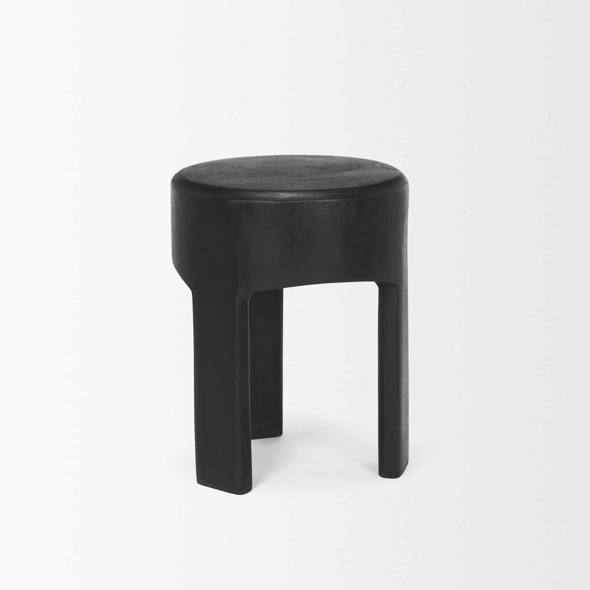Riya Solid Black Wooden Stool — product photograph