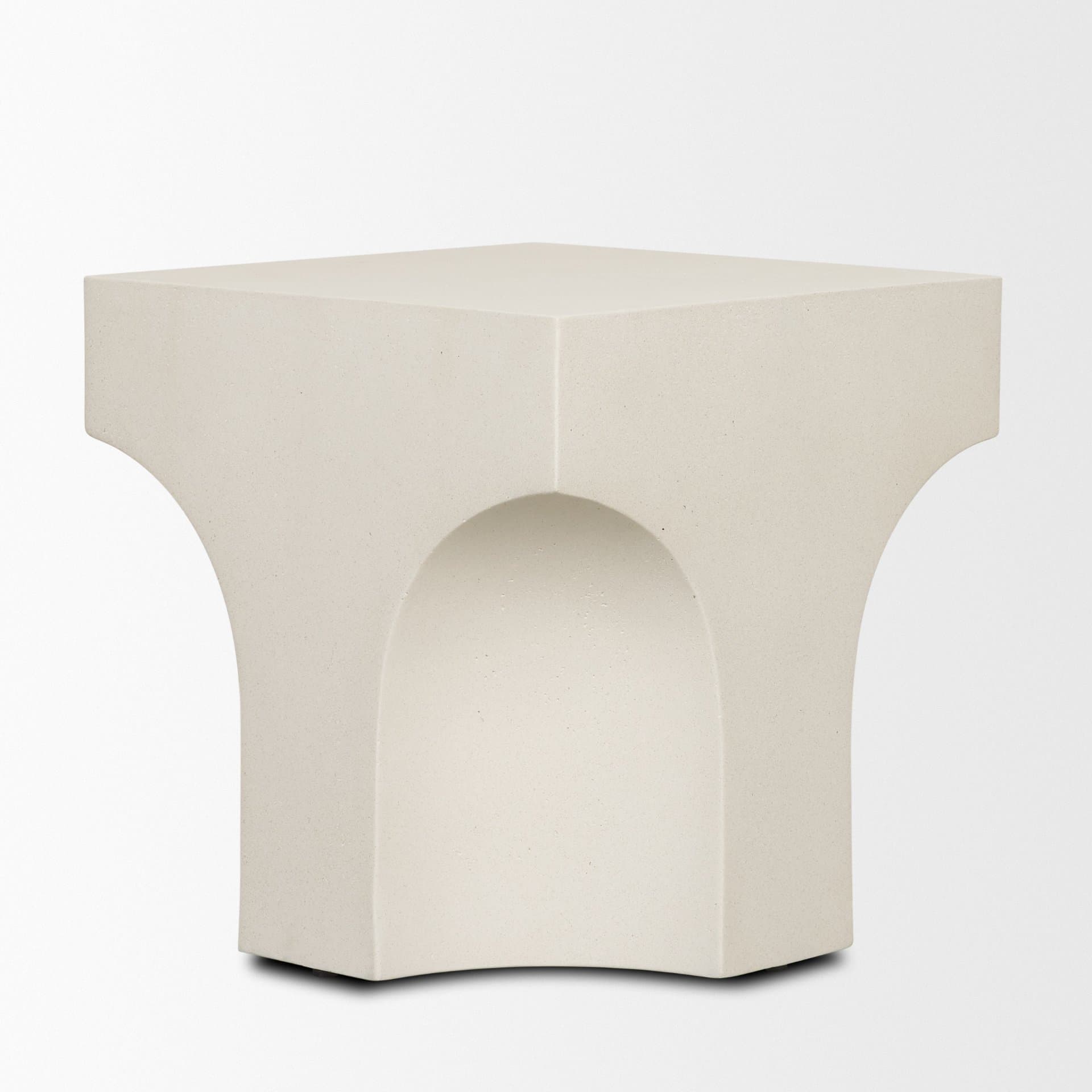 Bunda Square Sculptural Stone Finish Accent Table — product photograph