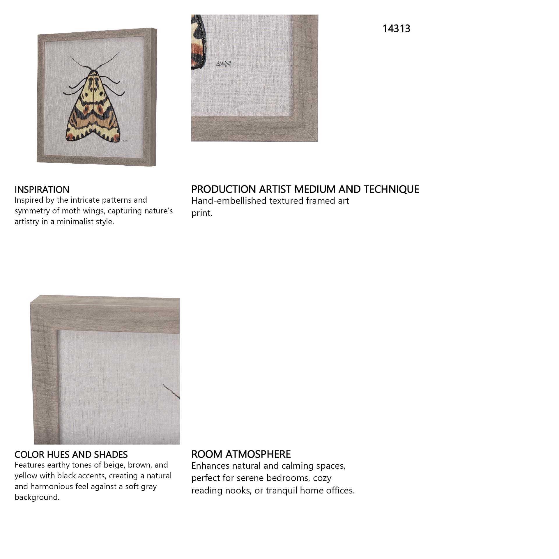 Moth III by Mercana Studio a Hand Embellished Textured Framed Art Print — in a styled room