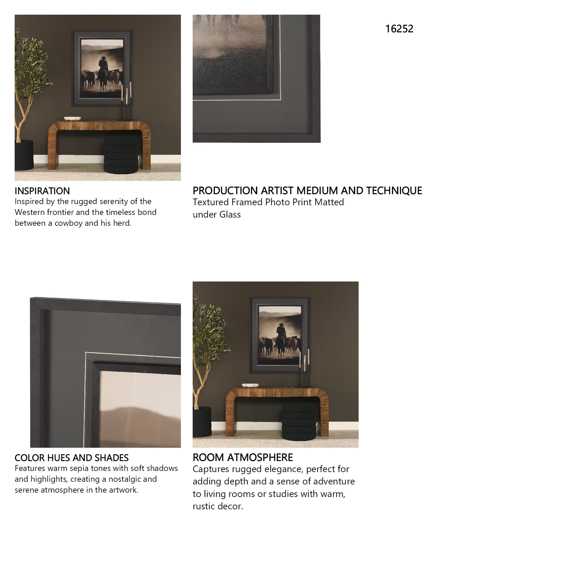 Western Horse Drive by Andreas Magnusson Textured FramedPhoto Print Matted under Glass — in a styled room