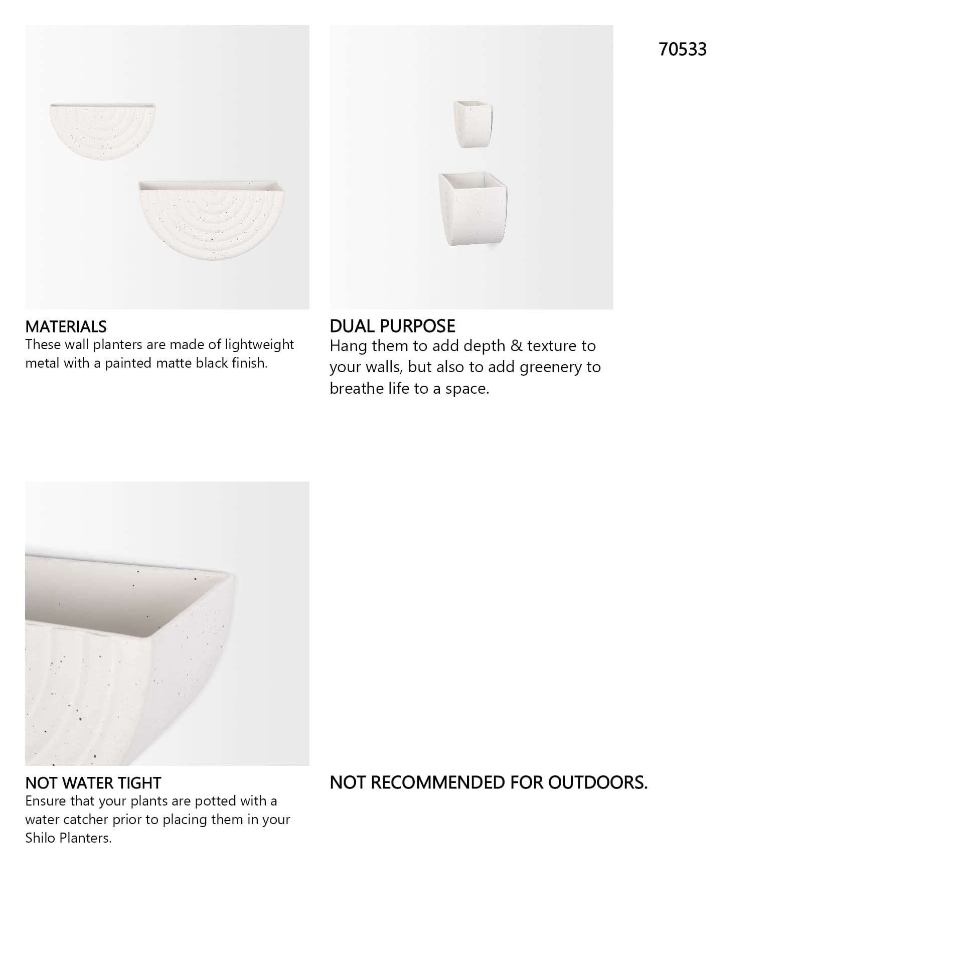 Shilo Matte White Metal Hanging Wall Planter (Set of 2) — in a styled room