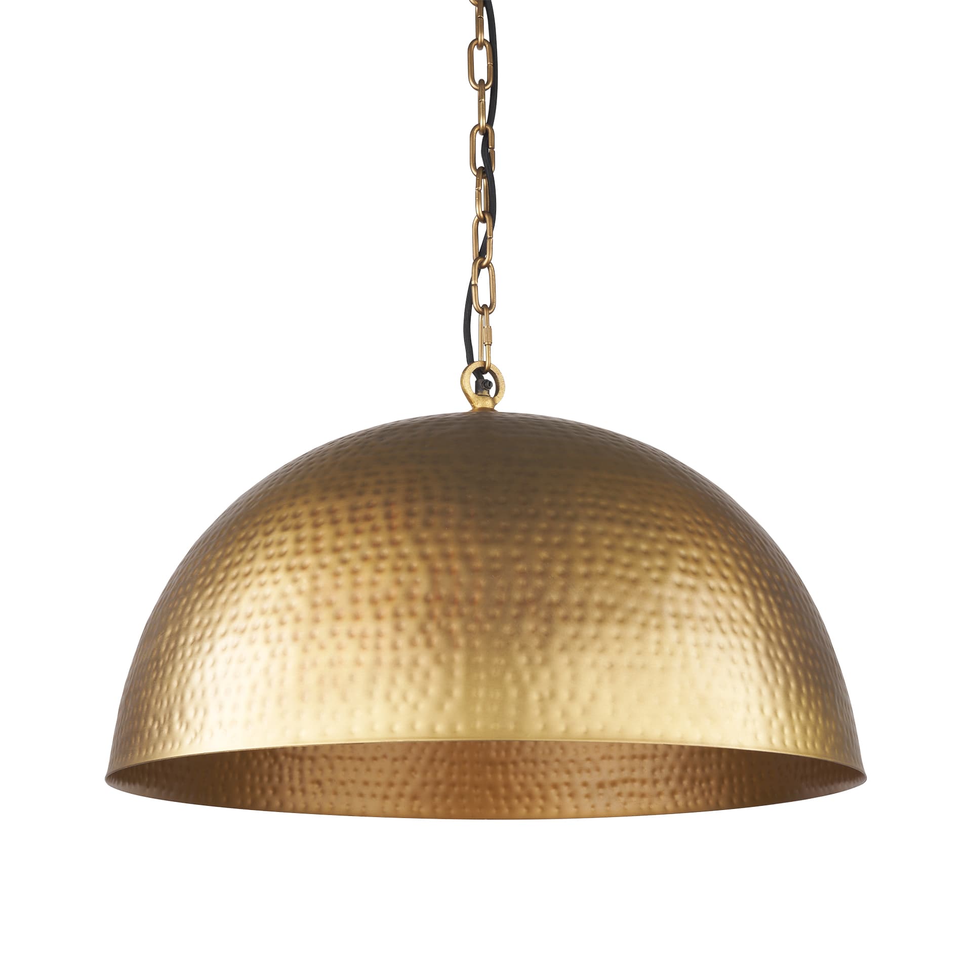 Karina 24" Round Brass-tone Hammered Metal Dome Pendant Light — product photograph