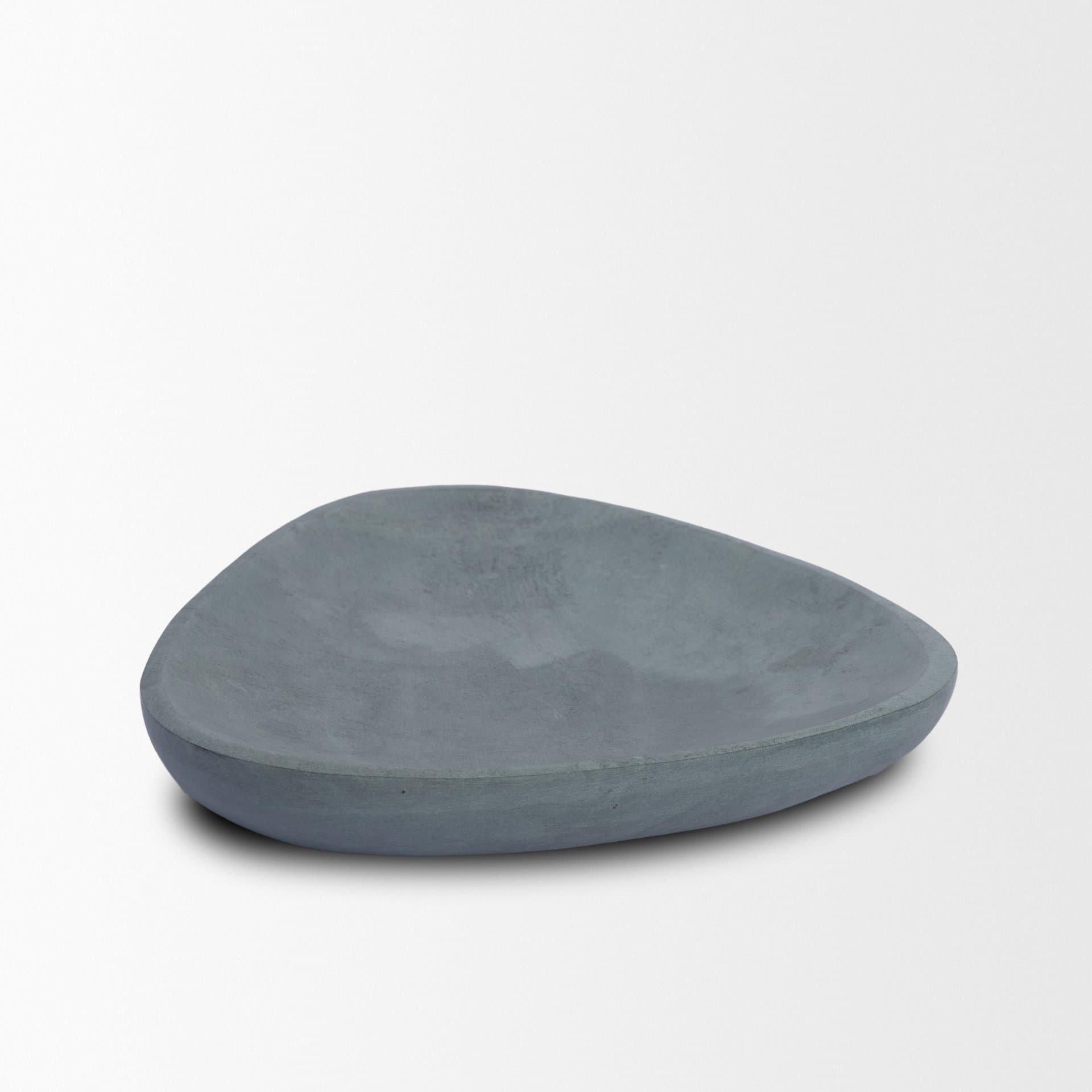 Tria Rounded Triangular Grey Marble Decorative Tray — product photograph