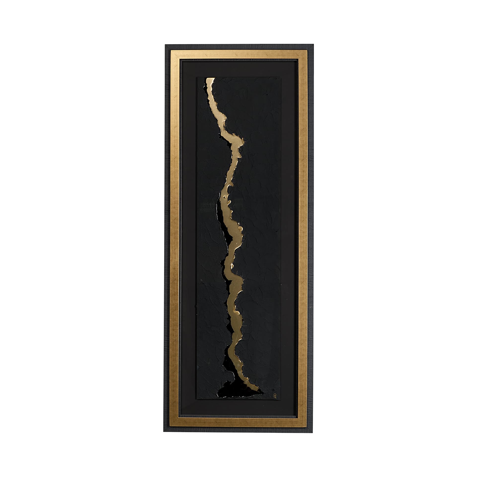 Gold River by Barbara Fleming a Hand Embelished Textured Framed Art Print Matted under Glass — product photograph