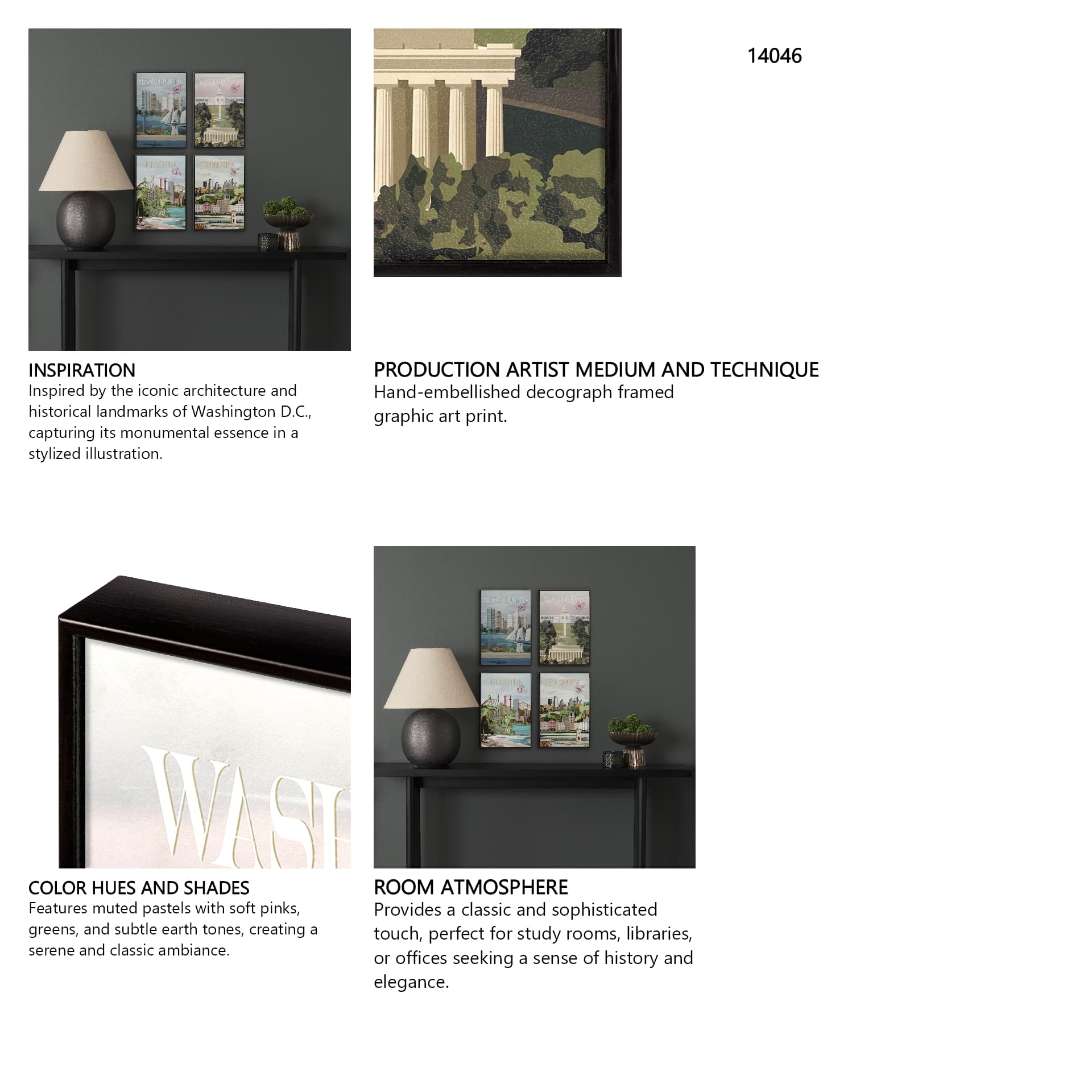 Washington DC Go USA (SM) by Mercana Studio a Hand Embellished Decograph Framed Art Print — in a styled room