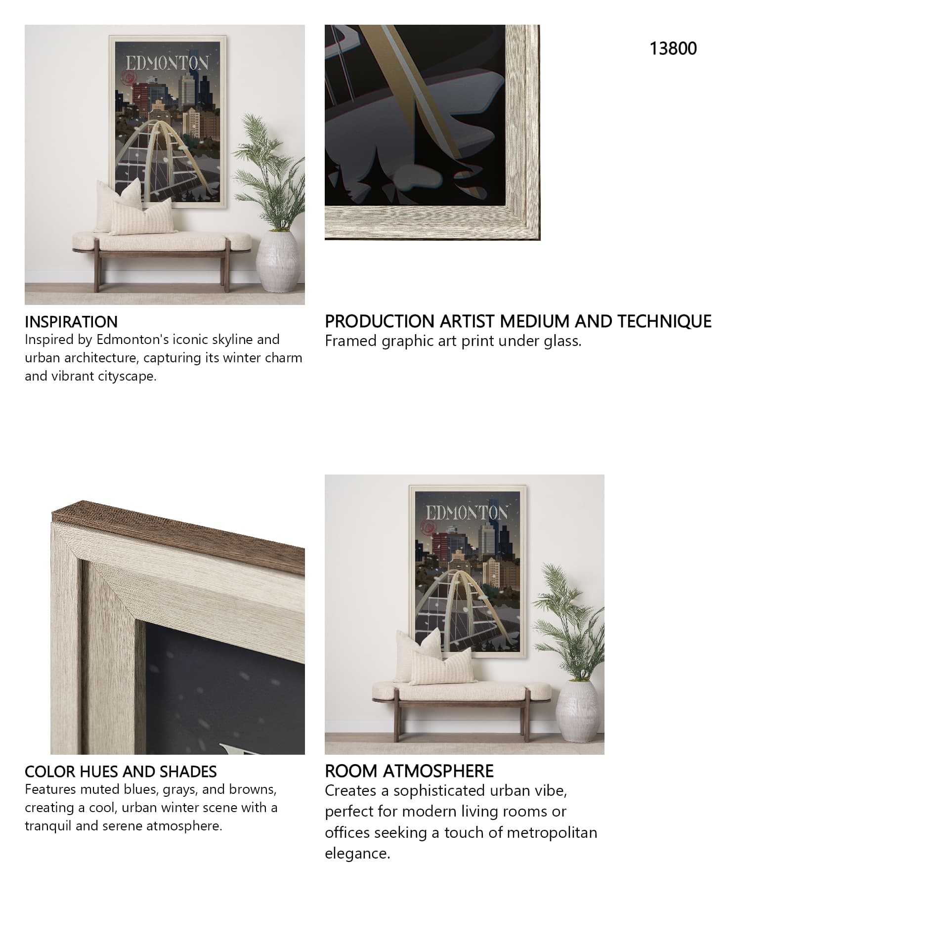 Edmonton Go Canada (XL) by Mercana Studio a Hand Embellished Decograph Framed Art Print under Glass — in a styled room
