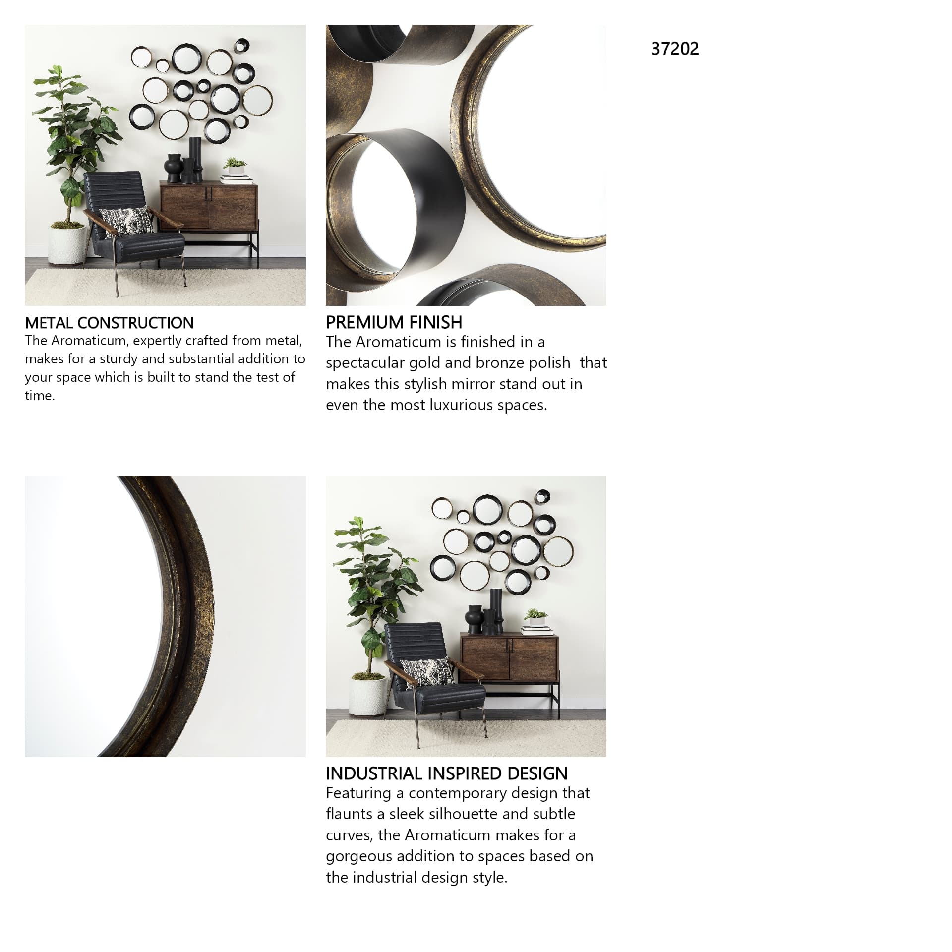 Aromaticum Set of 8 Brown Metal Mirrors — in a styled room