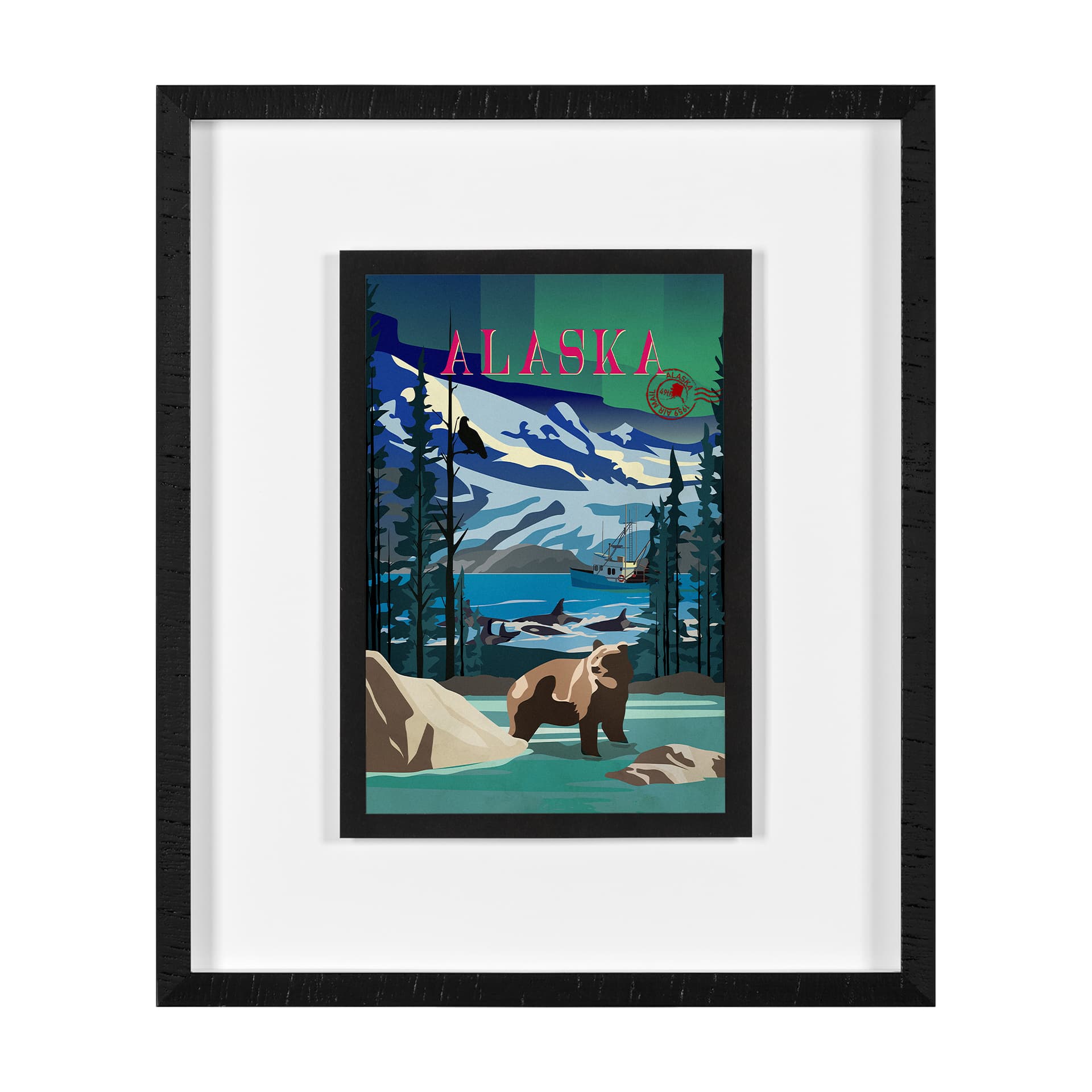 Alaska Go USA (M) by Mercana Studio a Framed Art Print Matted under Glass — product photograph