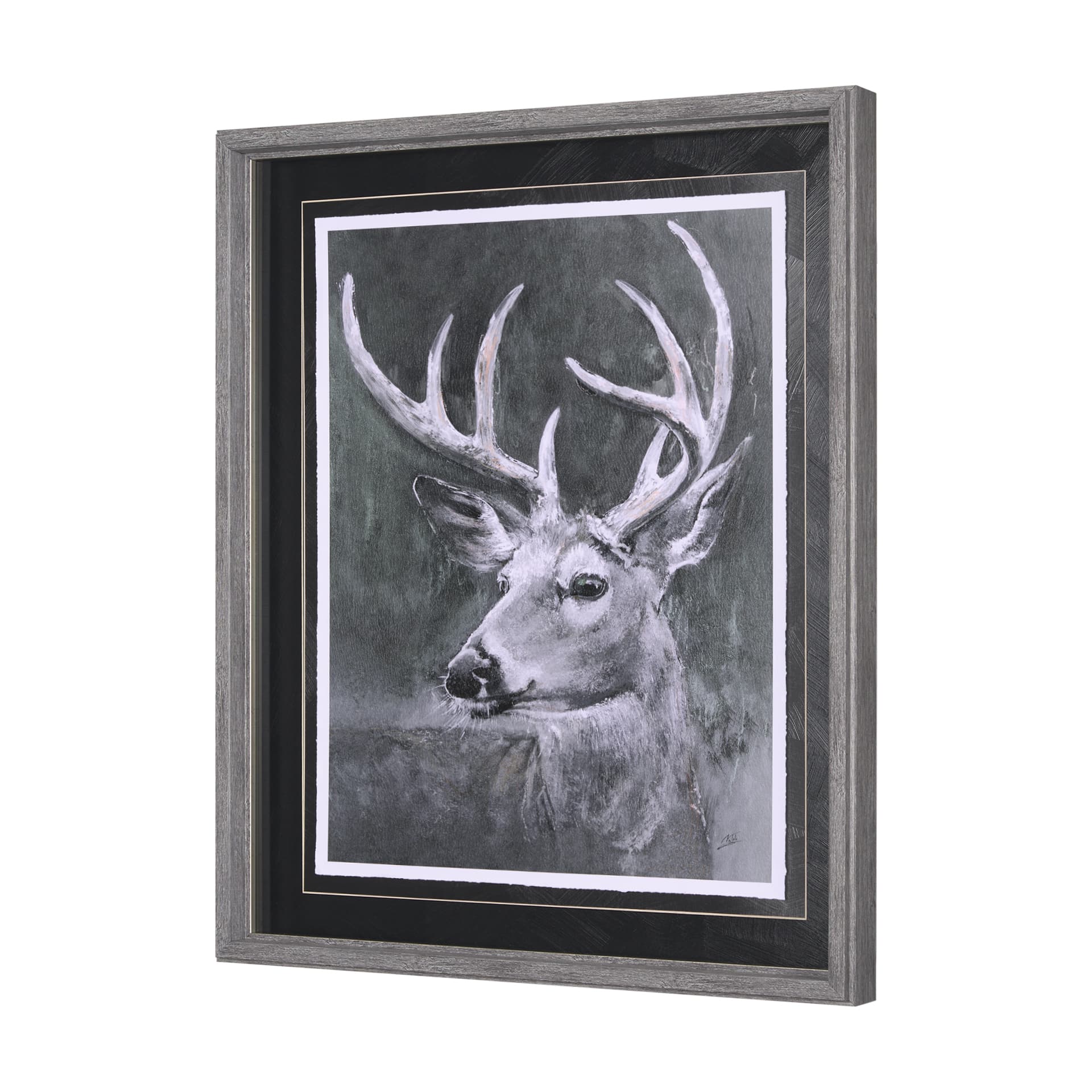 Animal Portrait IV (Deer) by Mercana Studio Hand Embellished Framed Art Print Matted under Glass — product photograph