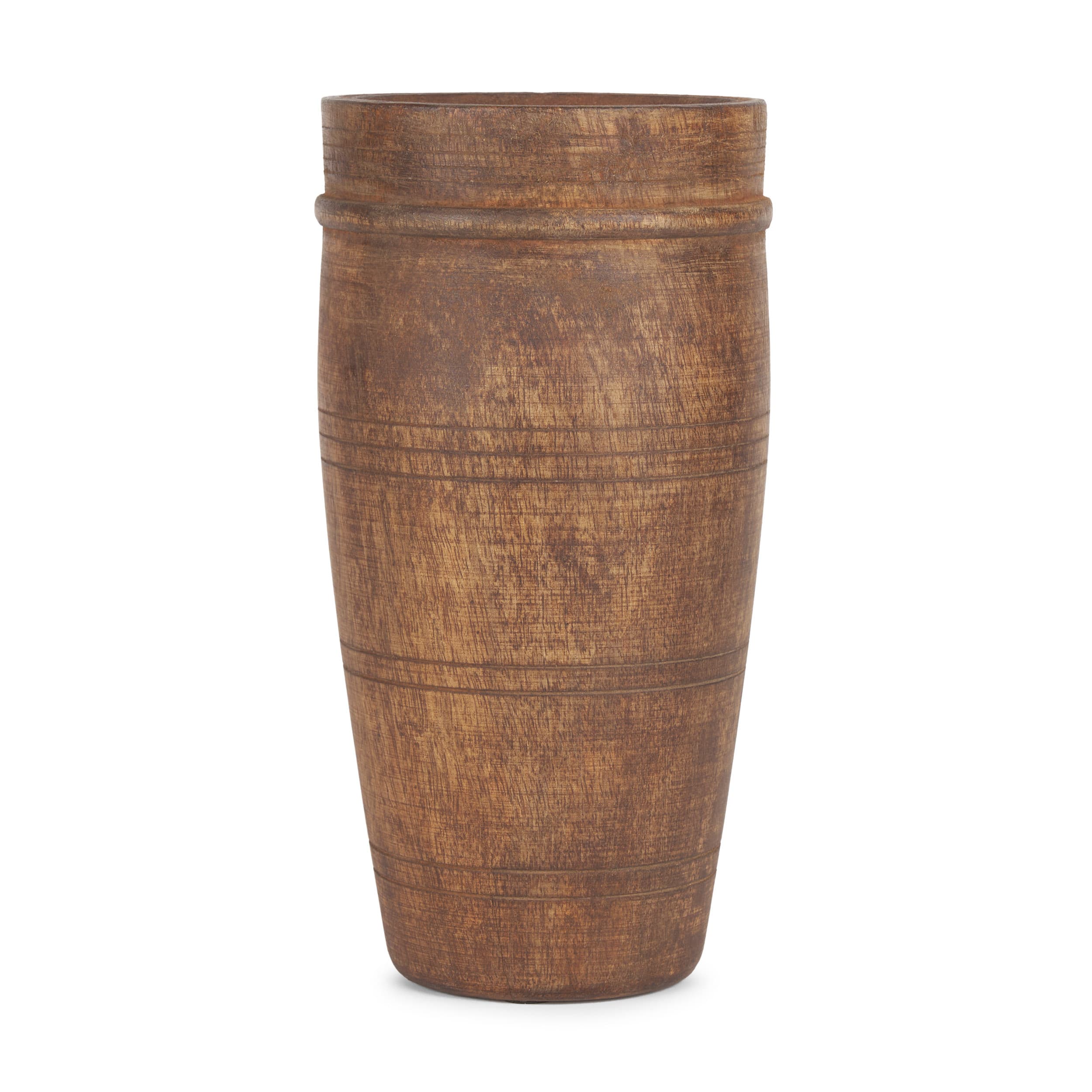 Porta Large Medium Brown Reclaimed Wooden Pot — product photograph