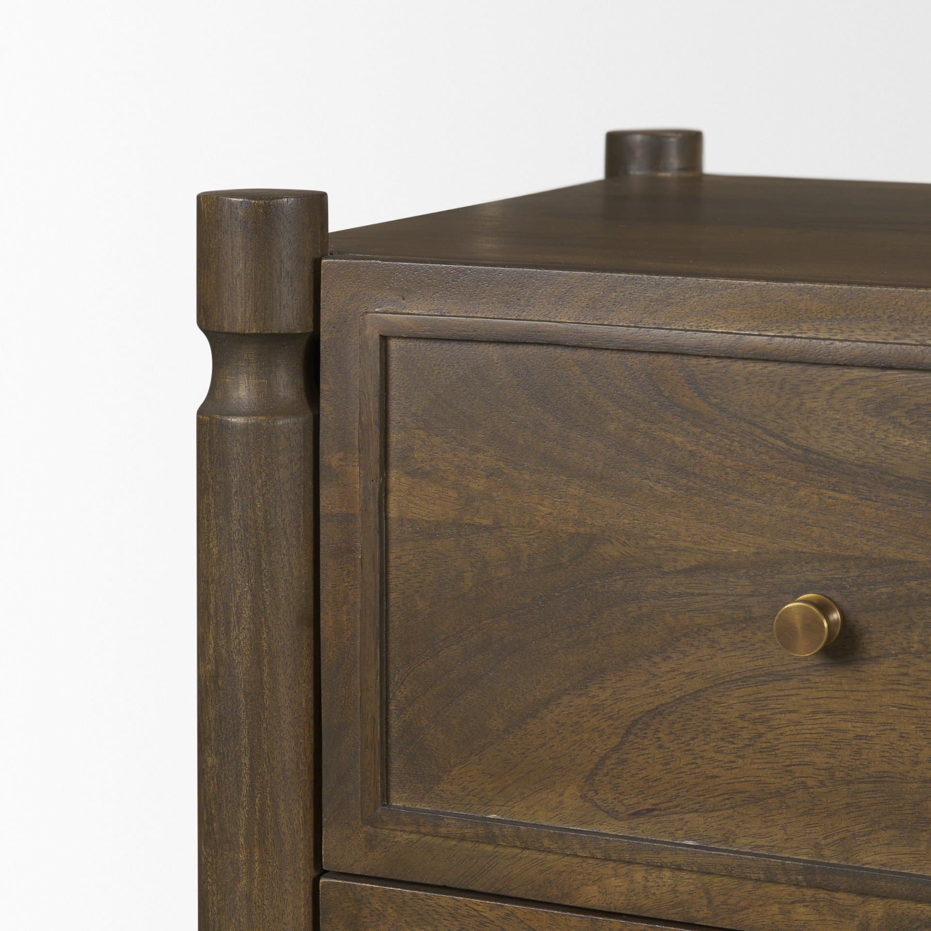 Phil Dark Brown Wood 2 Drawer Nightstand — product photograph