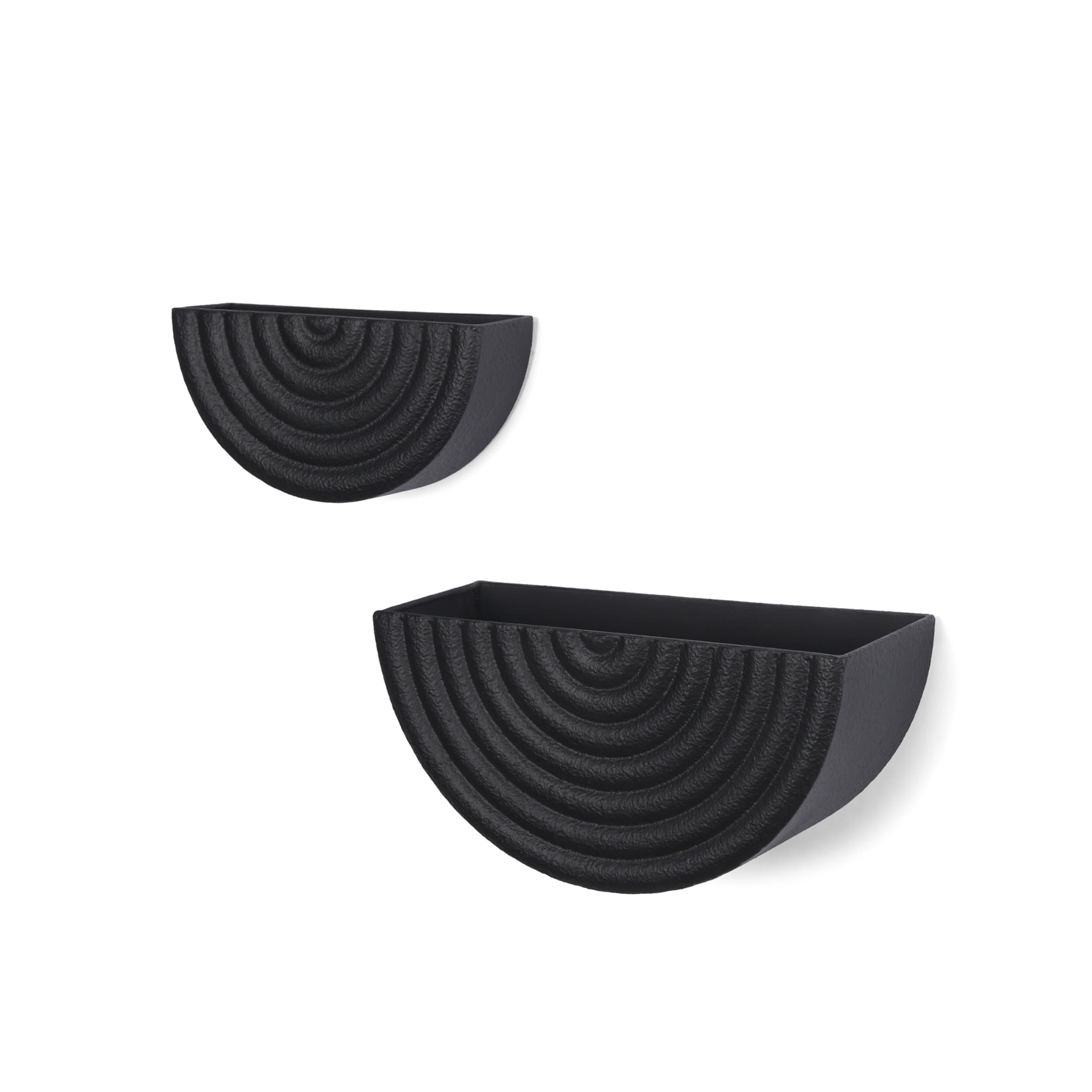 Shilo Matte Black Metal Hanging Wall Planter (Set of 2) — product photograph