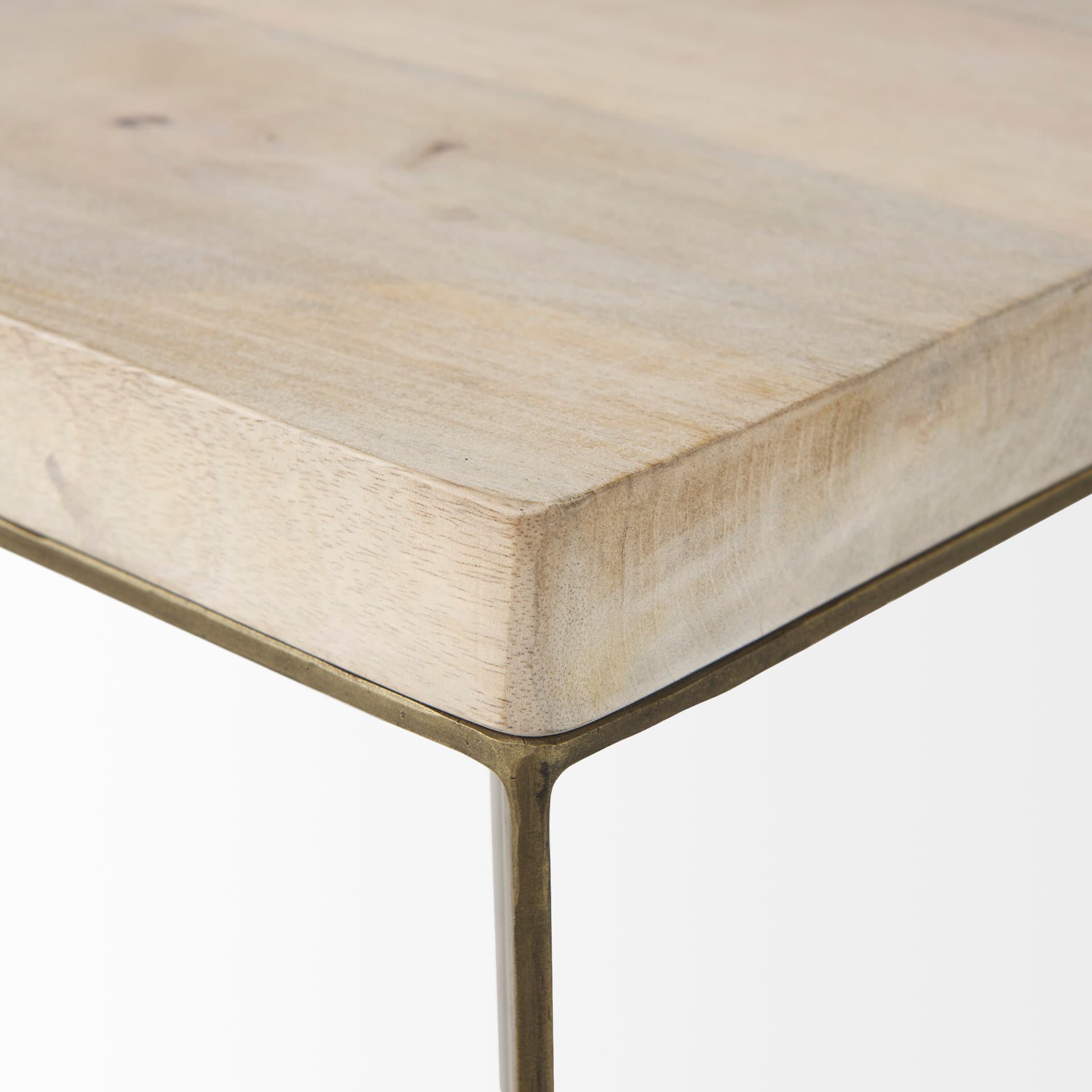 Faye (Set of 2) 19L x 19W x 26H Beige Finished Wood W/ Gold Metal Base Accent Tables — product photograph