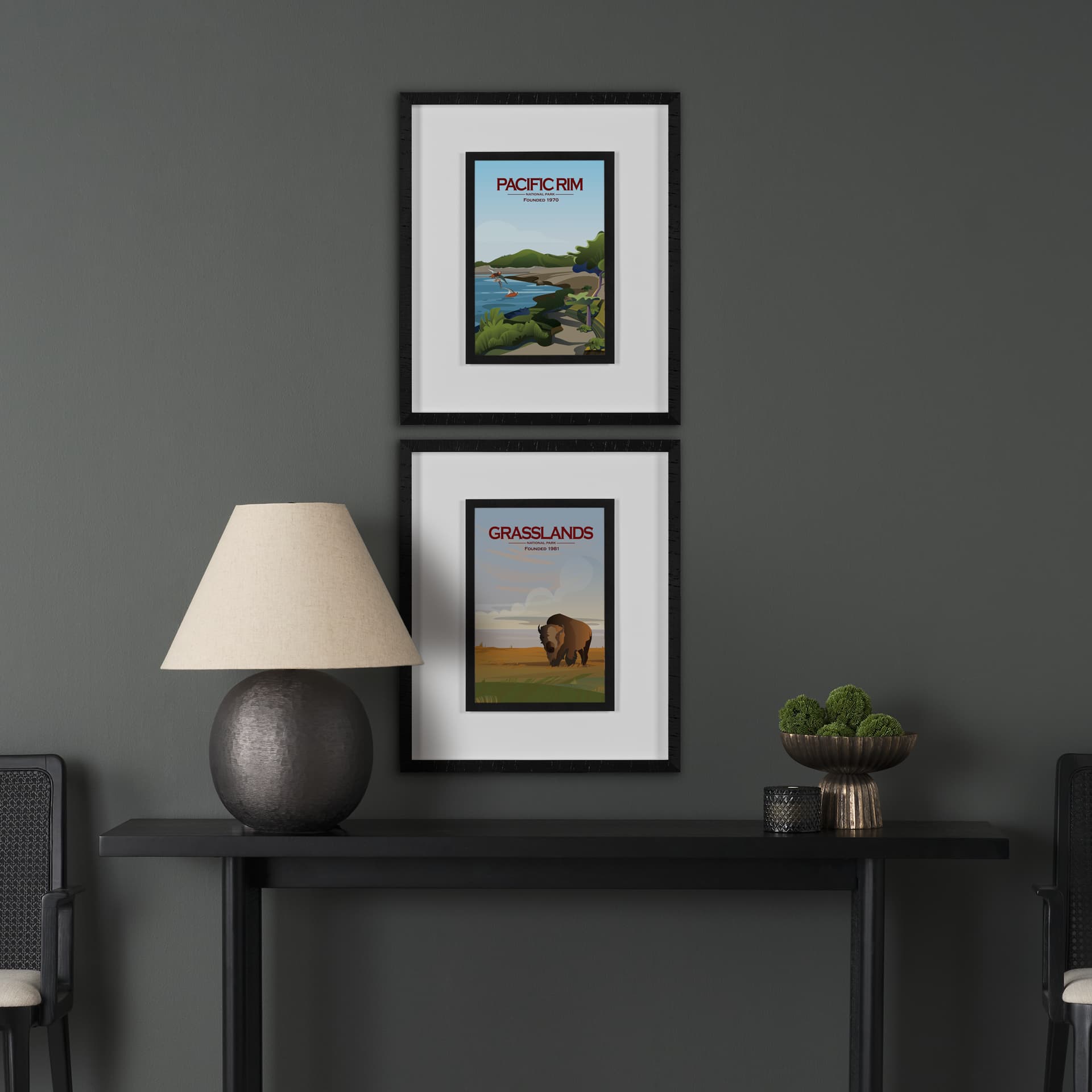 Grasslands GO (M) by Mercana Studio a Framed Art Print Matted under Glass — in a styled room