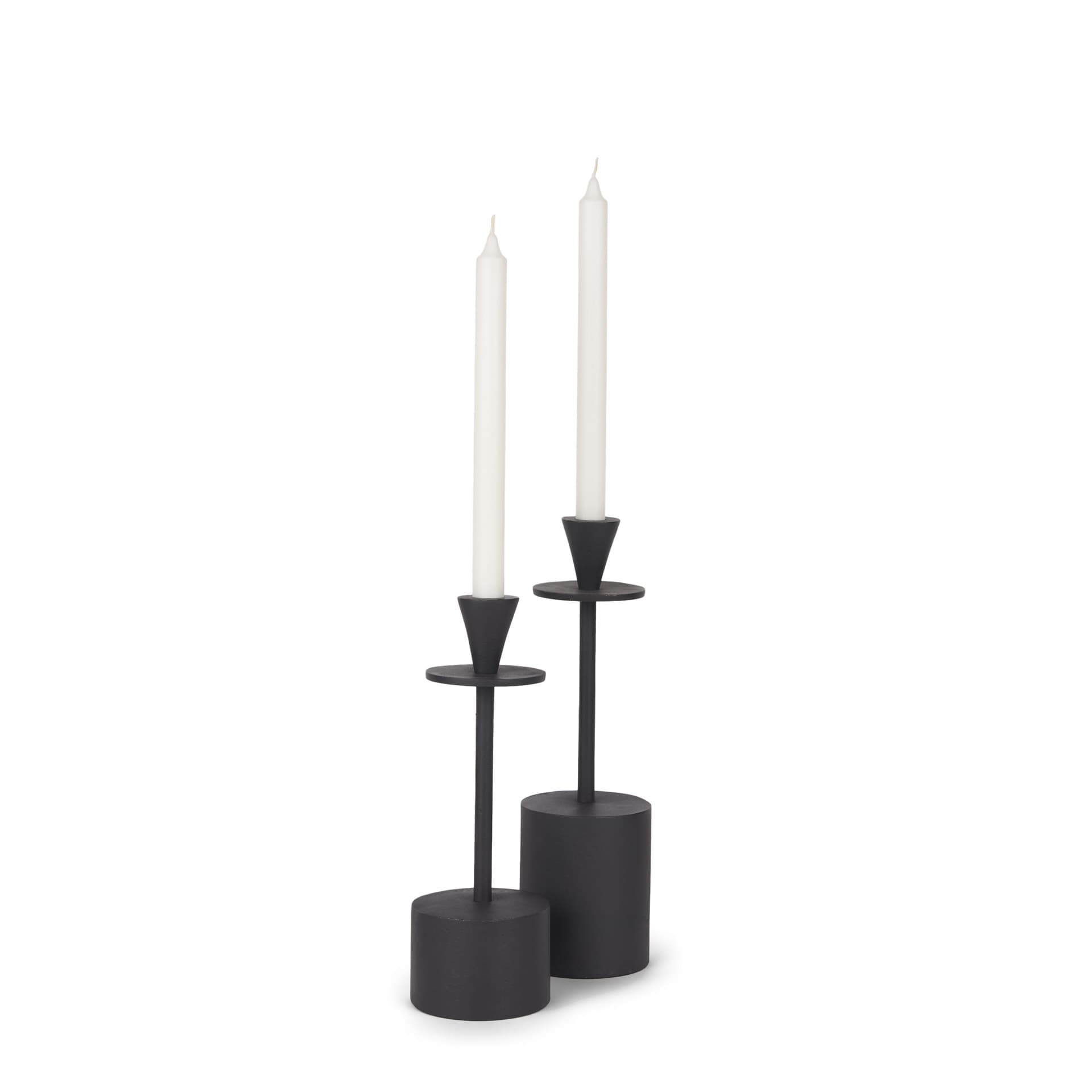 Petria Matte Black Textured Metal Taper Candle Holders — product photograph