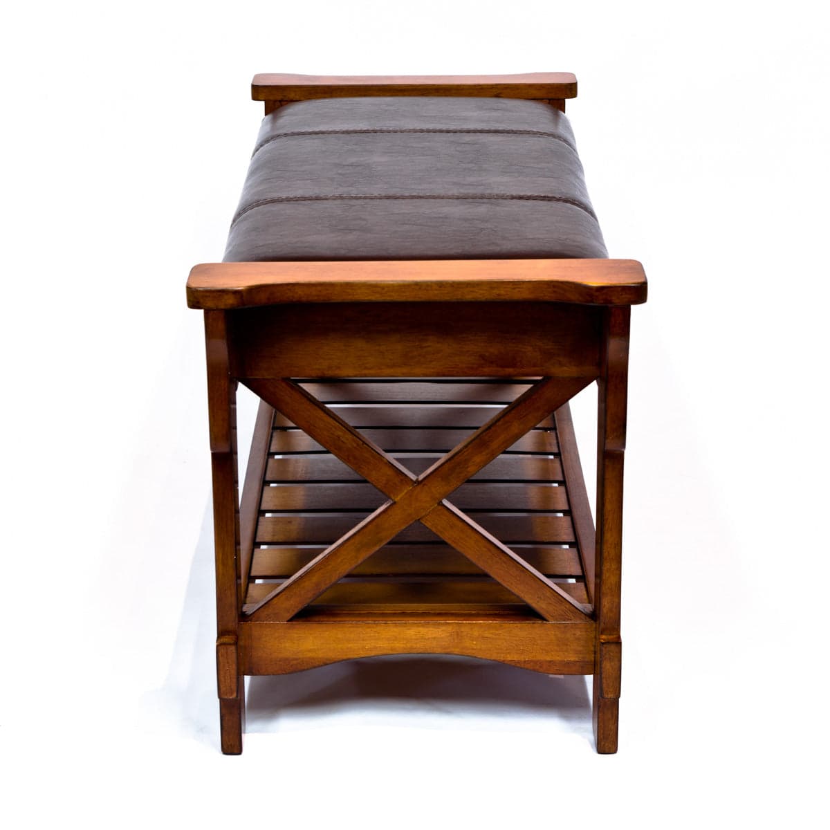 Padded Entryway Bench HR360 Cherry Finish — product photograph
