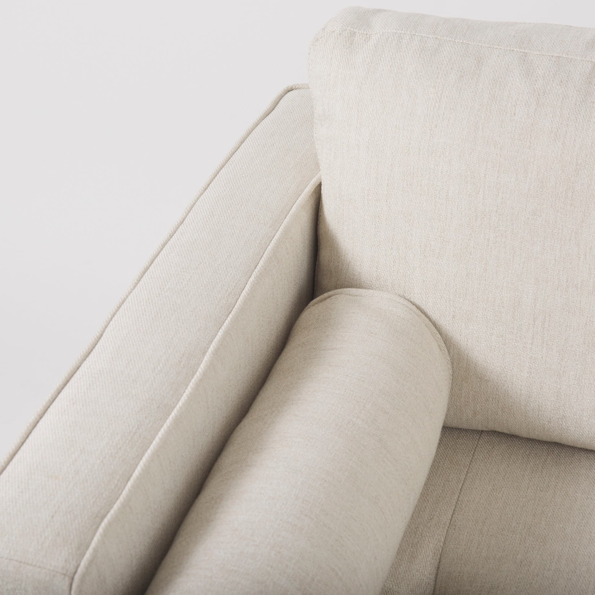 Loretta 40.7L x 36.2W x 33.9H Cream Fabric Chair W/ Two Bolster Cushions — product photograph