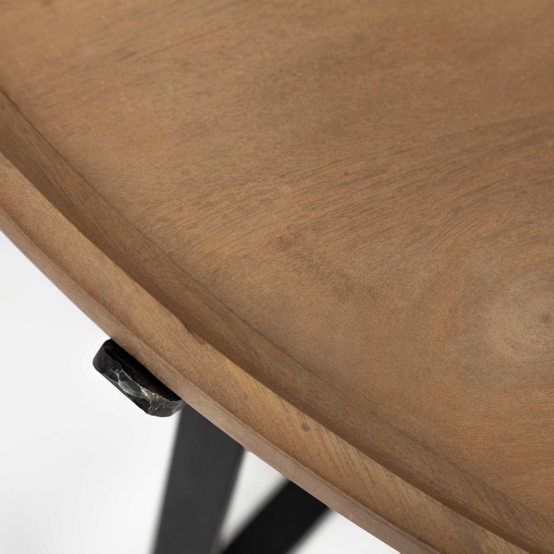 Helios (Set of 2) Brown Solid Wood Top Black Metal Base Nesting Coffee Tables — product photograph