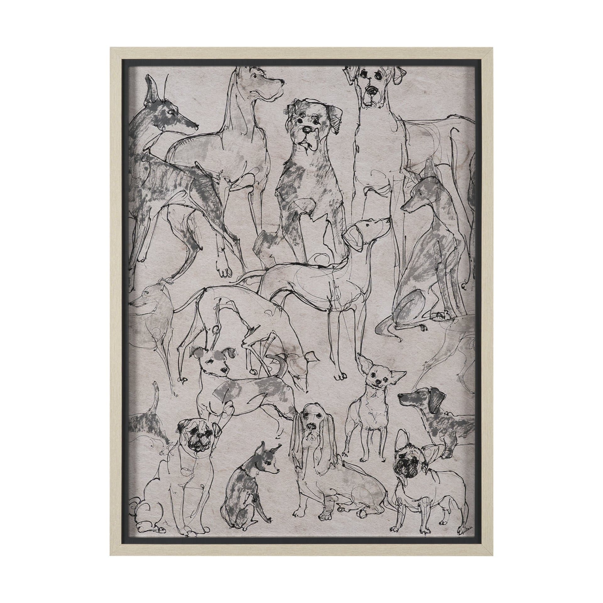 Dog Sketches II by Mercana Studio Hand Embelished Framed Artwork Matted under Glass — product photograph