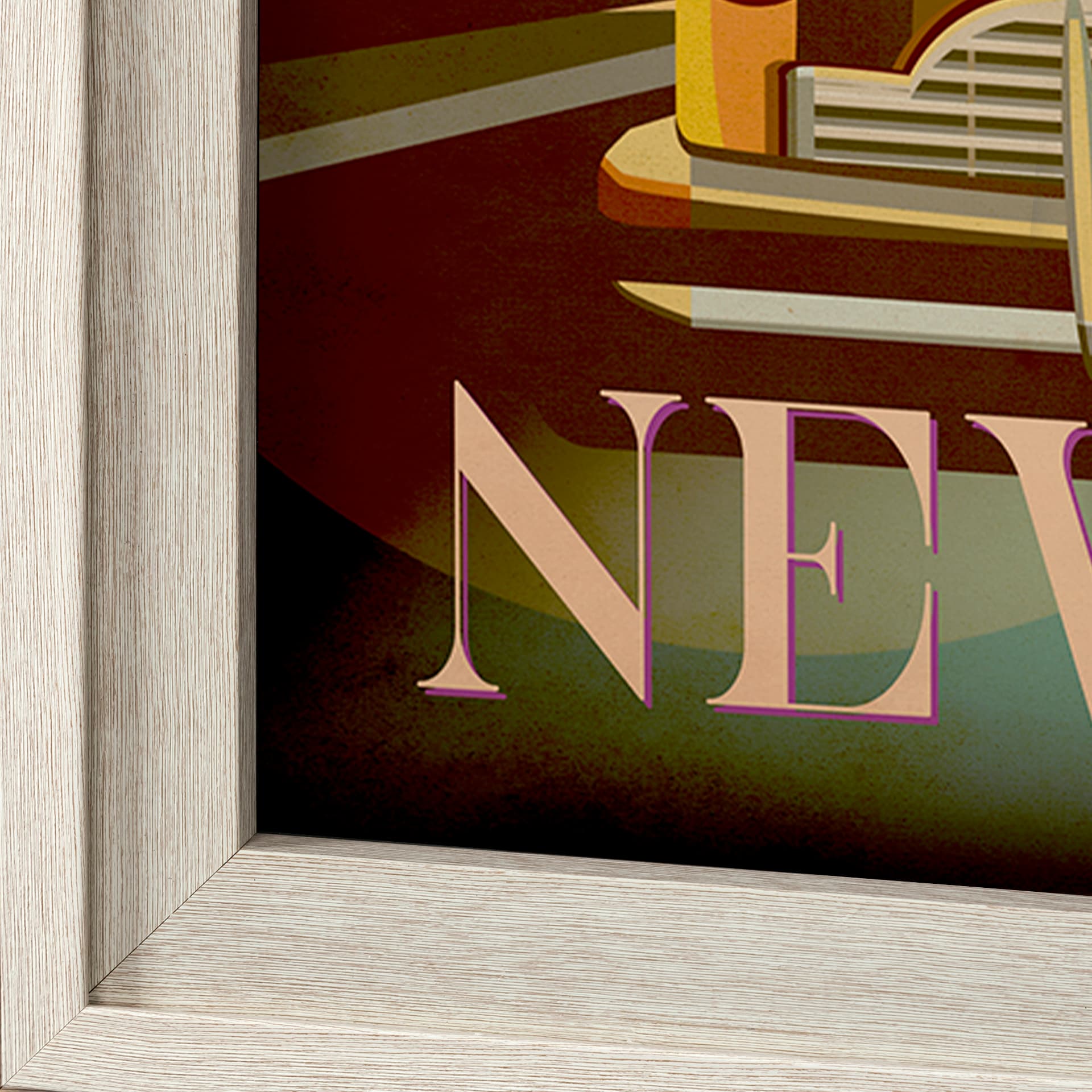 New York Go USA (XL) by Mercana Studio a Hand Embellished Decograph Framed Art Print under Glass — product photograph