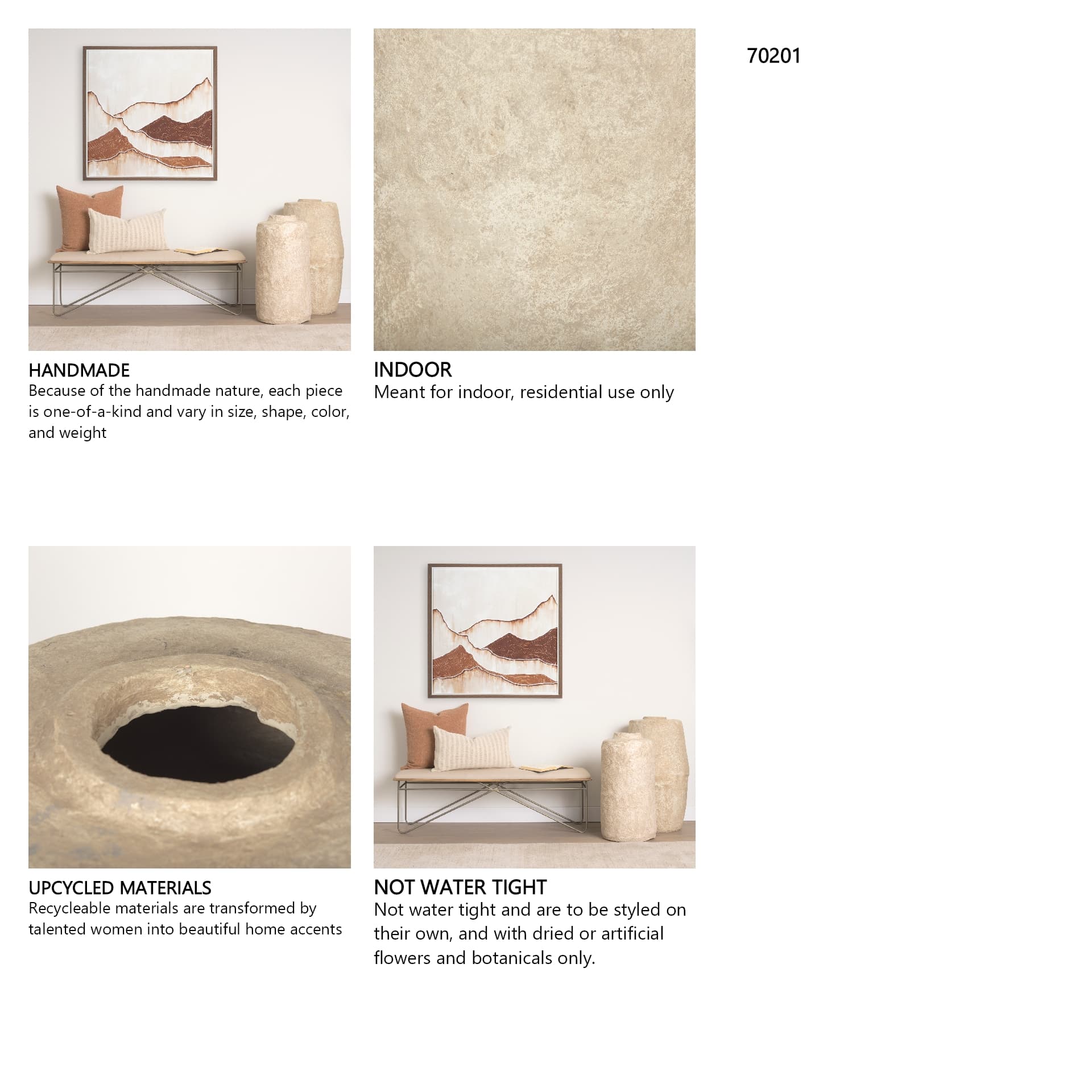 Rama Large Beige Paper Mache Floor Vase — in a styled room