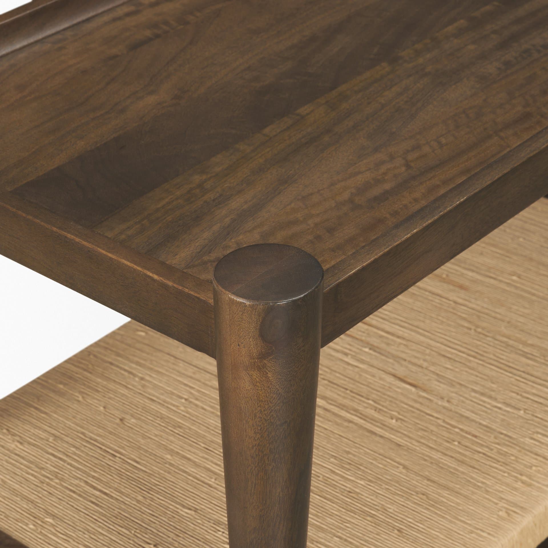 Bondi Dark Brown Wood w/ Paper Rope Shelf Console Table — product photograph
