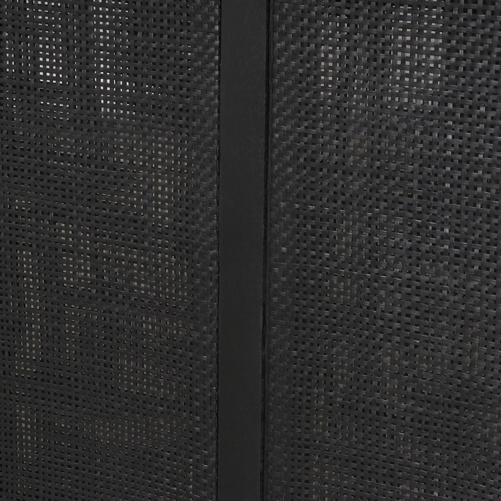 Grier 84"L x 38"W Dining Table | Modern | Black Wood & Black Wood/Cane | Seats 8 — product photograph