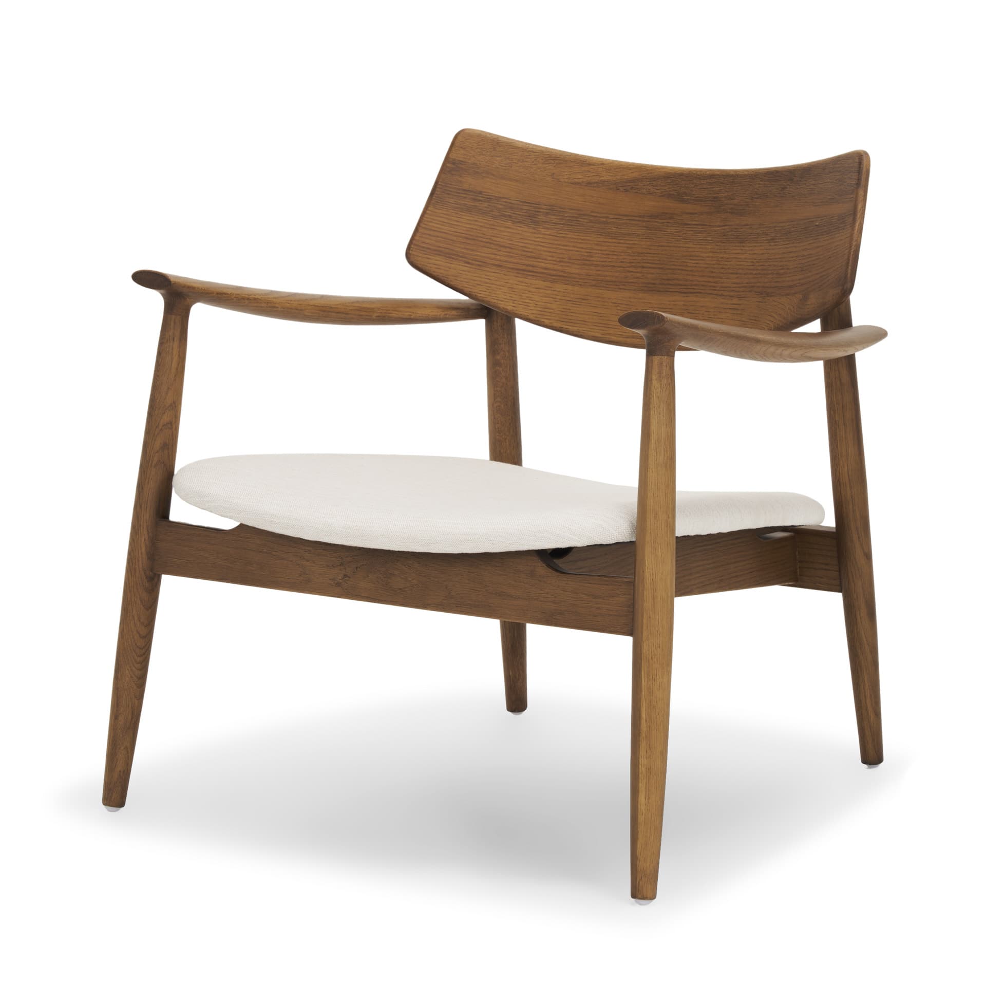 Haggen Medium Brown Oak Wood w/ Cream Fabric Accent Chair — product photograph