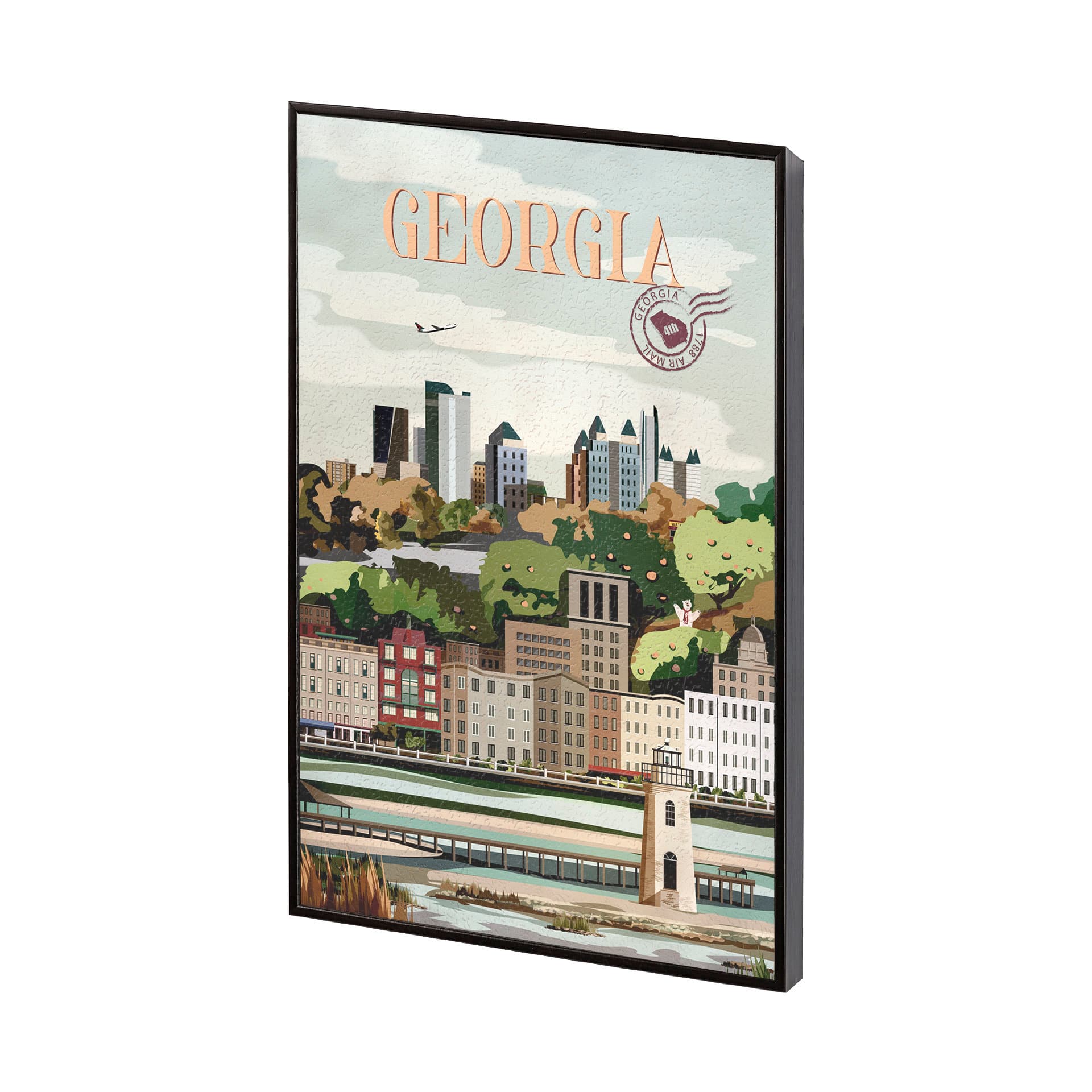Georgia Go USA (SM) by Mercana Studio a Hand Embellished Decograph Framed Art Print — product photograph