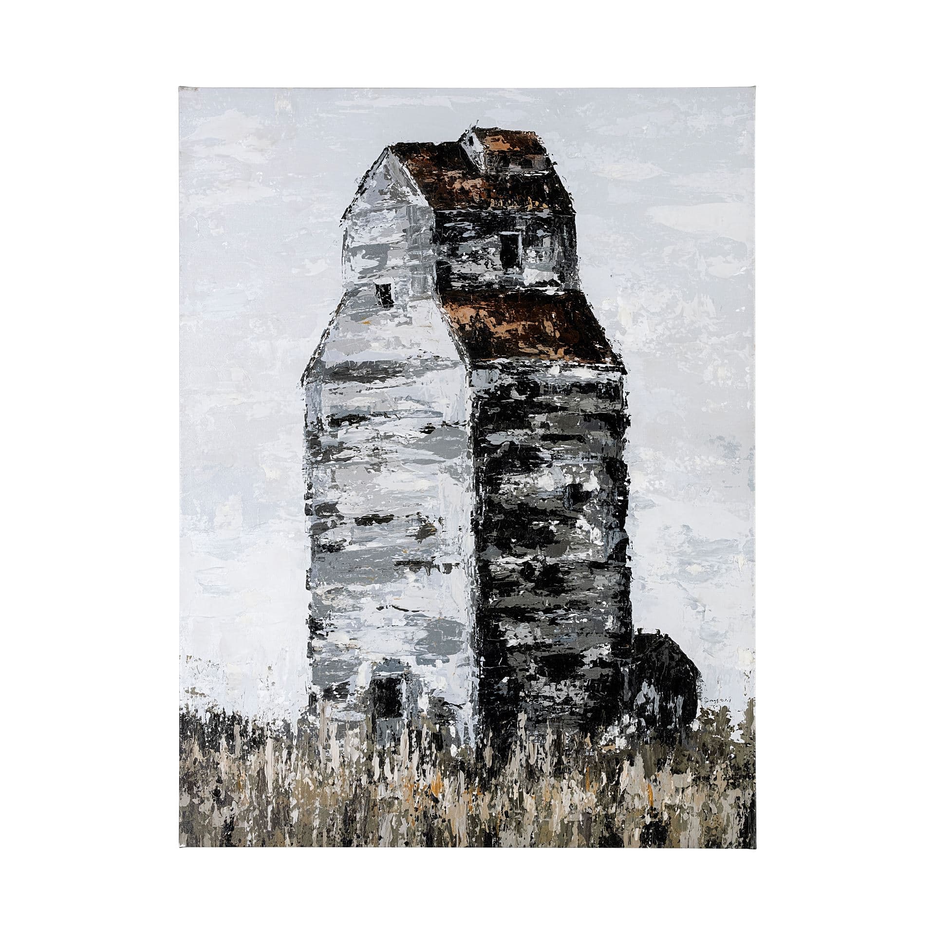 Abandoned Grain Elevator II by Mercana Studio a Hand Embellished Textured Canvas — product photograph