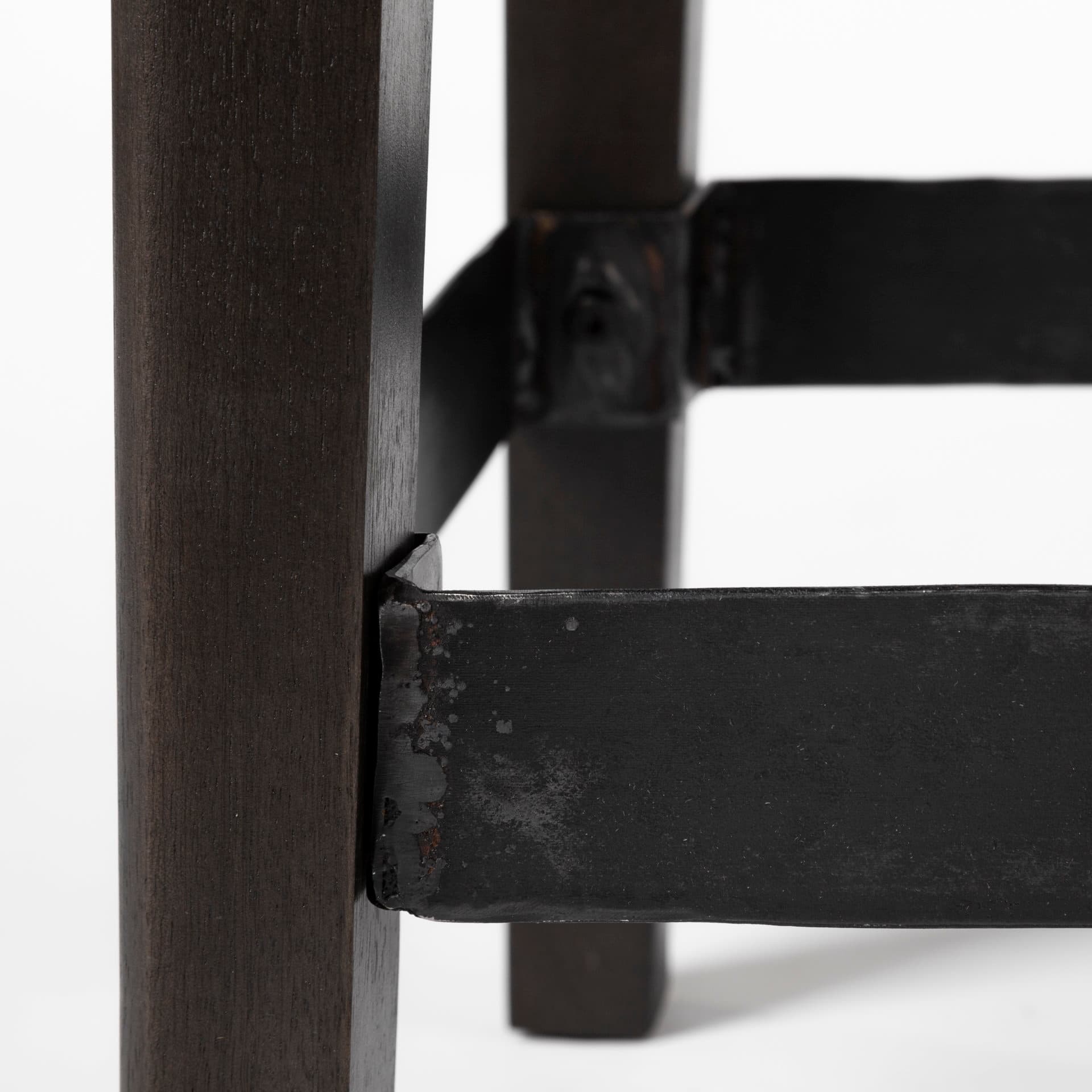 Nell Backless 30in Seat Bar Stool | Black Metal w/ Dark Brown Wood — product photograph