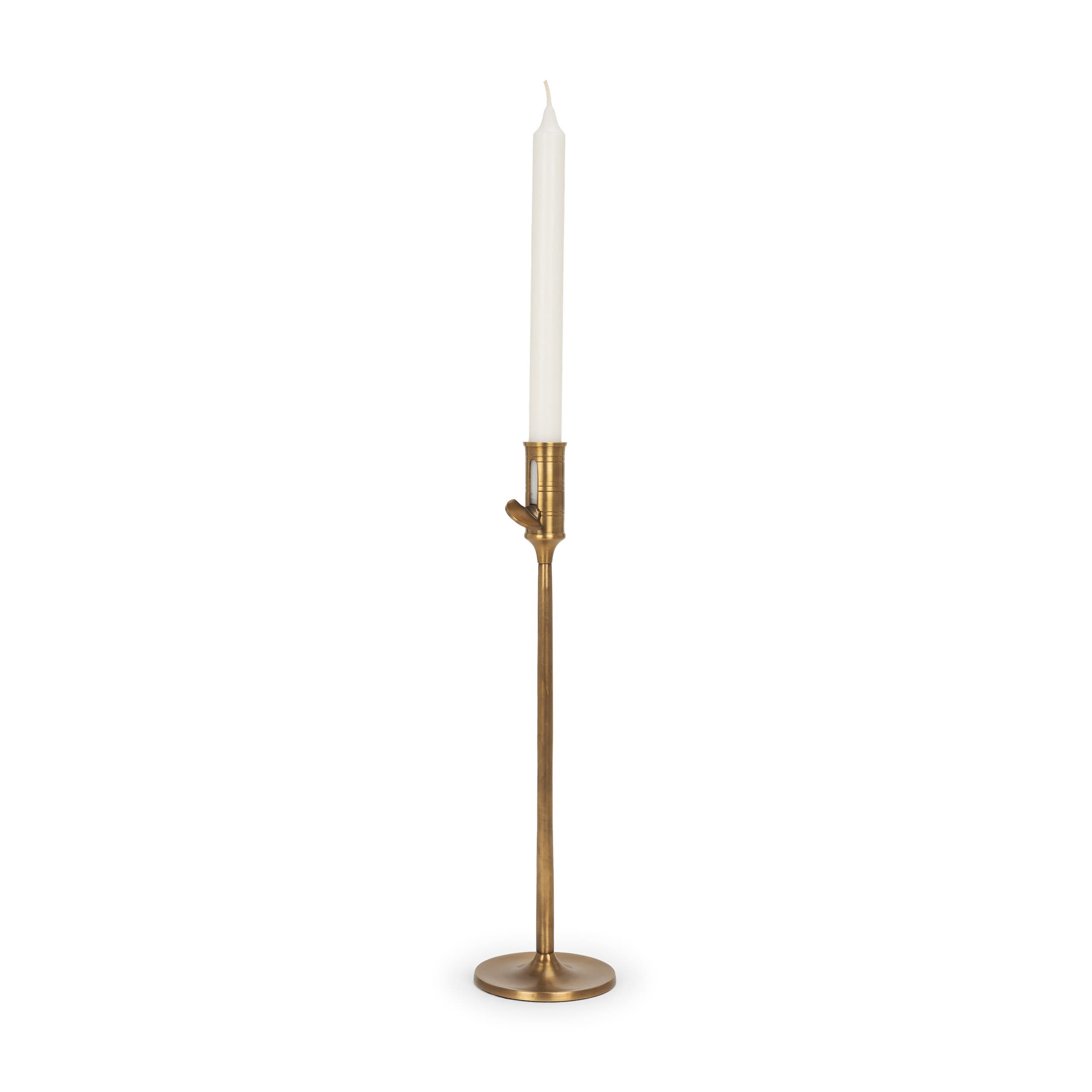 Chantria Large Solid Natural Brass Adjustable Taper Candle Holder — product photograph