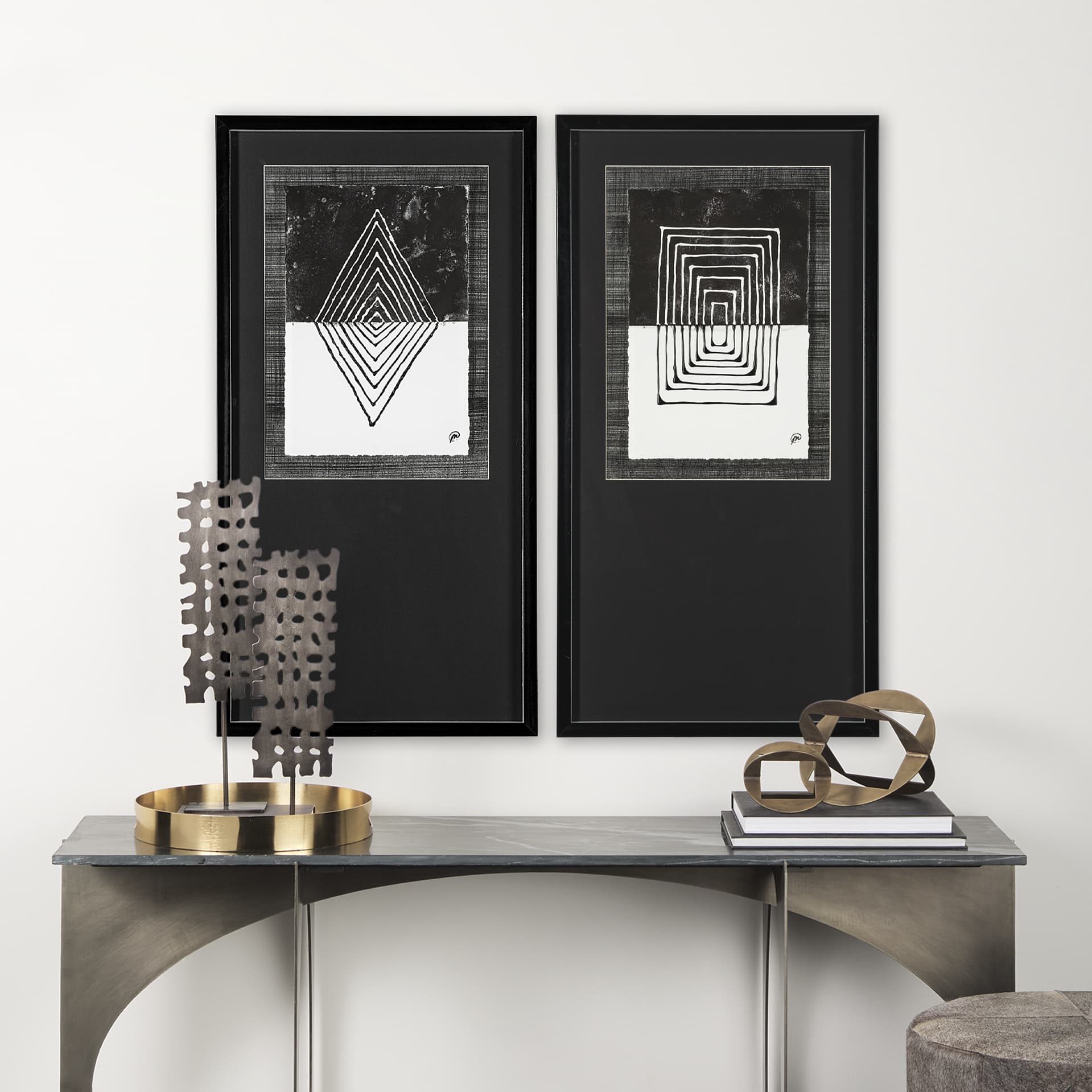 Square by Studio M a handmade Original Framed Artwork under Glass — in a styled room